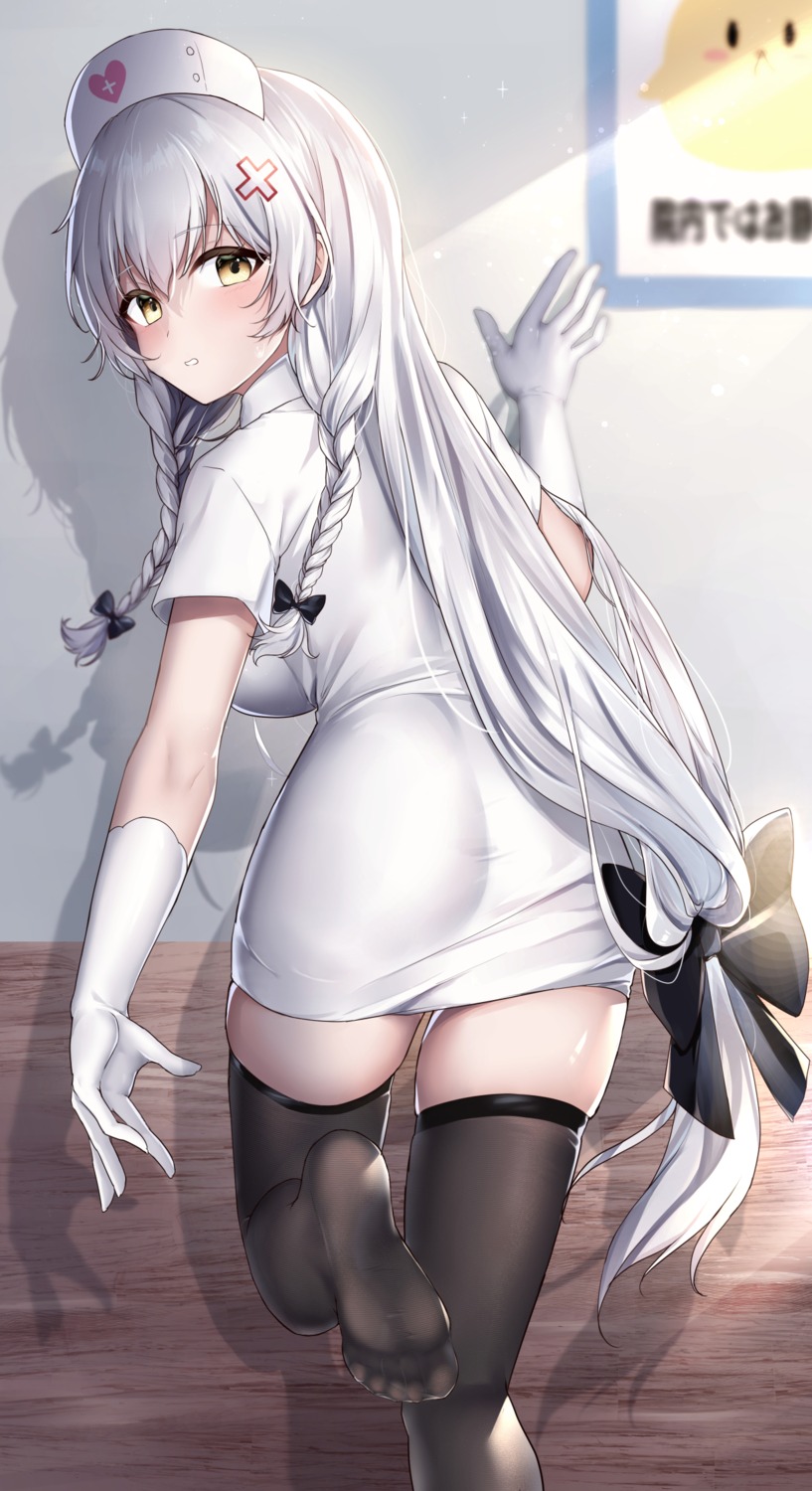 ass azur_lane feet hermione_(azur_lane) jyu-so manjuu_(azur_lane) nurse thighhighs