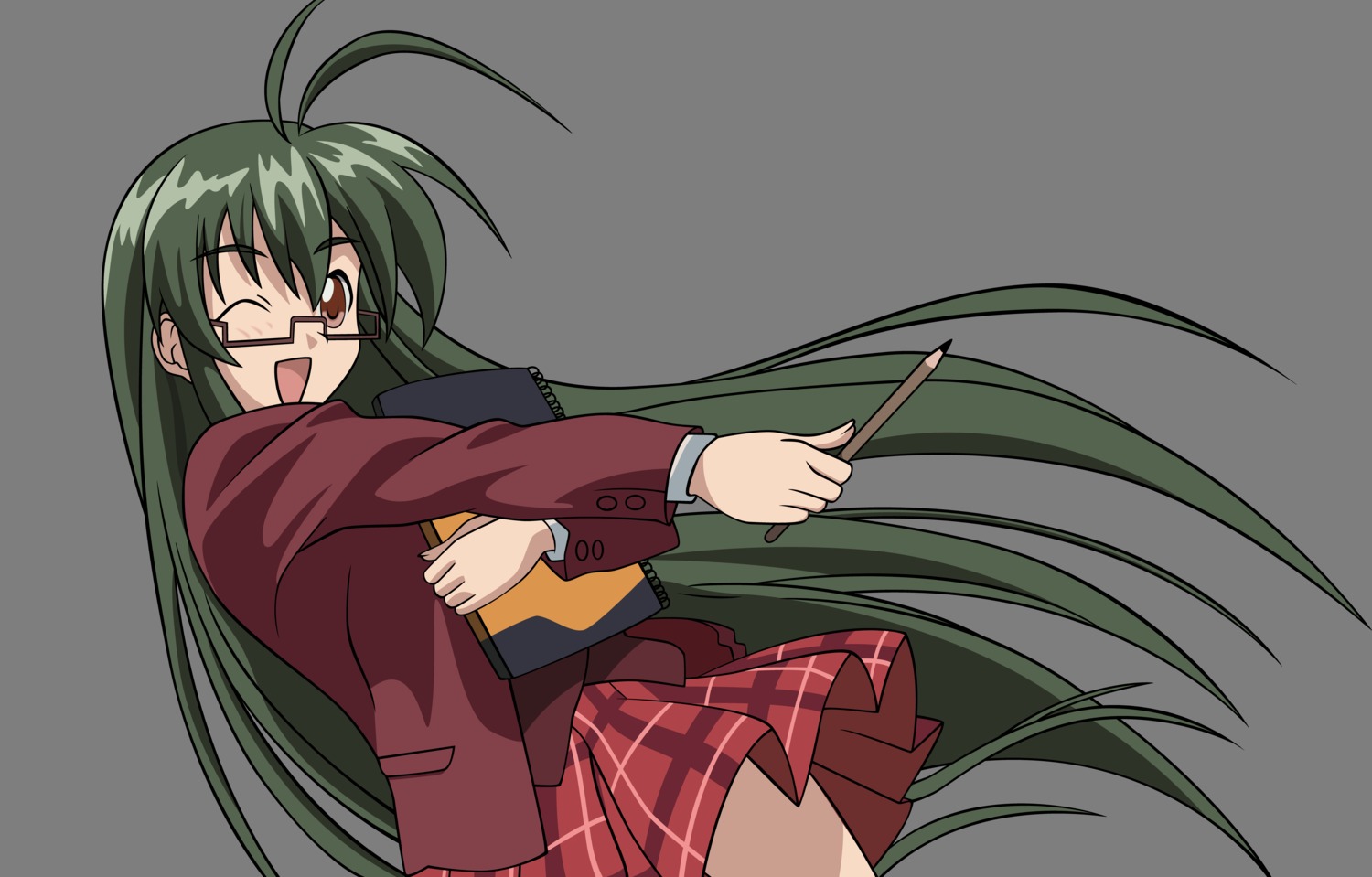 mahou_sensei_negima megane saotome_haruna seifuku transparent_png vector_trace