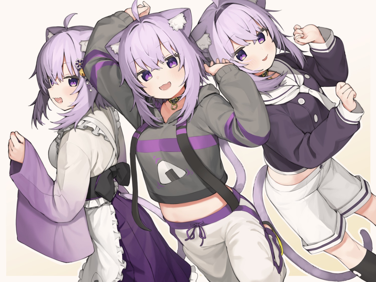 animal_ears hololive hololive_gamers maid nekomata_okayu nekomimi seifuku seramikku tail wa_maid