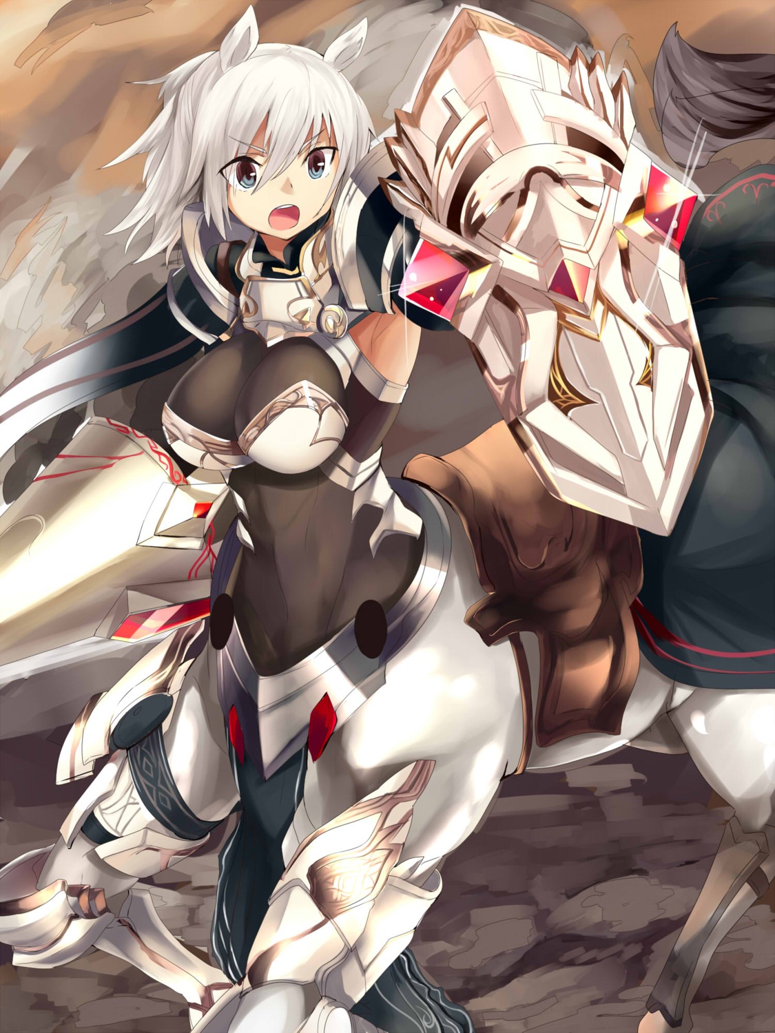 animal_ears armor bodysuit monster_girl tagme tail weapon