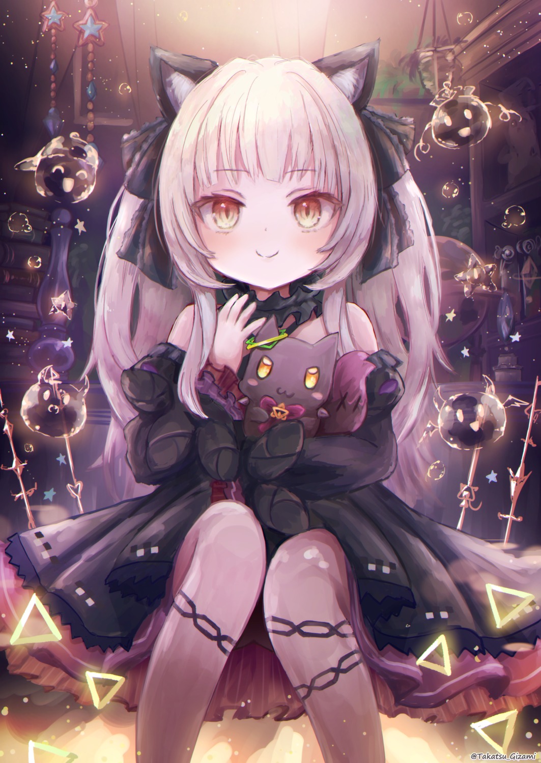 animal_ears dress gothic_lolita hololive loli lolita_fashion murasaki_shion neko nekomimi pantsu takatsu