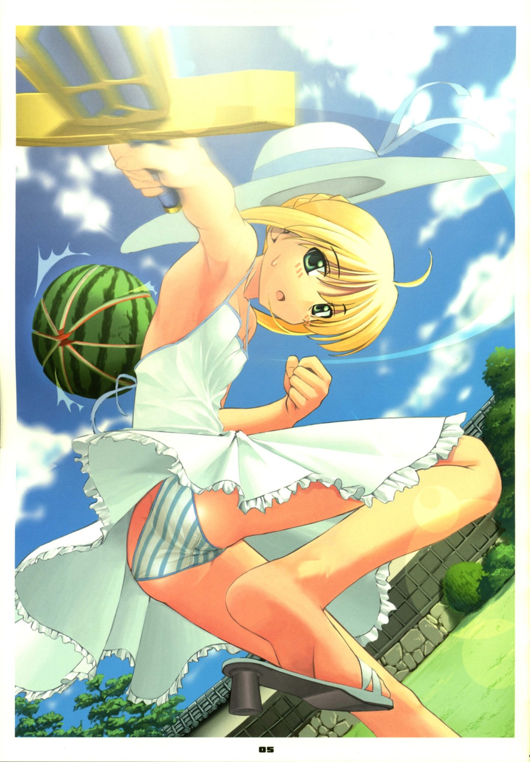 ass dress fate/stay_night namonashi pantsu rubbish_selecting_squad saber shimapan summer_dress sword