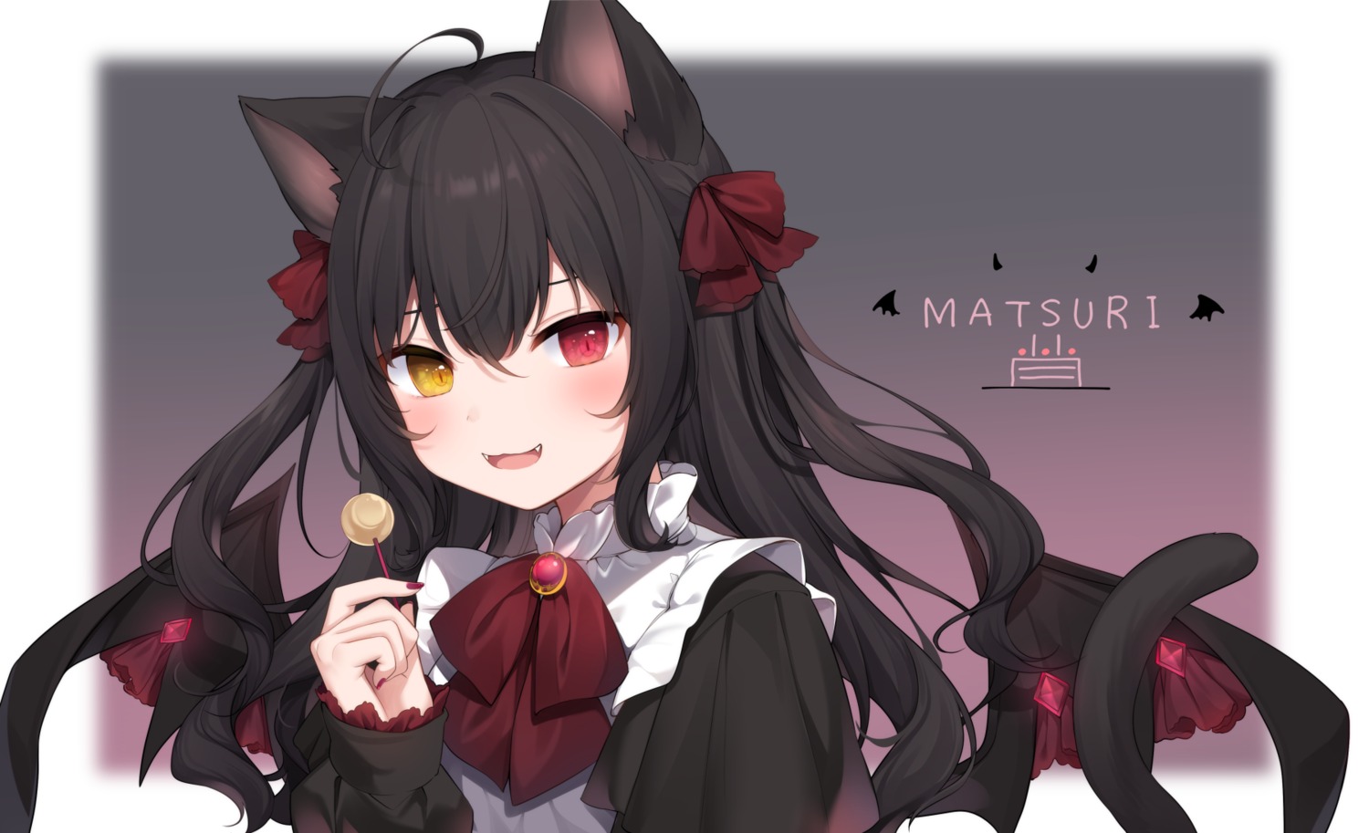 amashiro_natsuki animal_ears heterochromia nekomimi tail