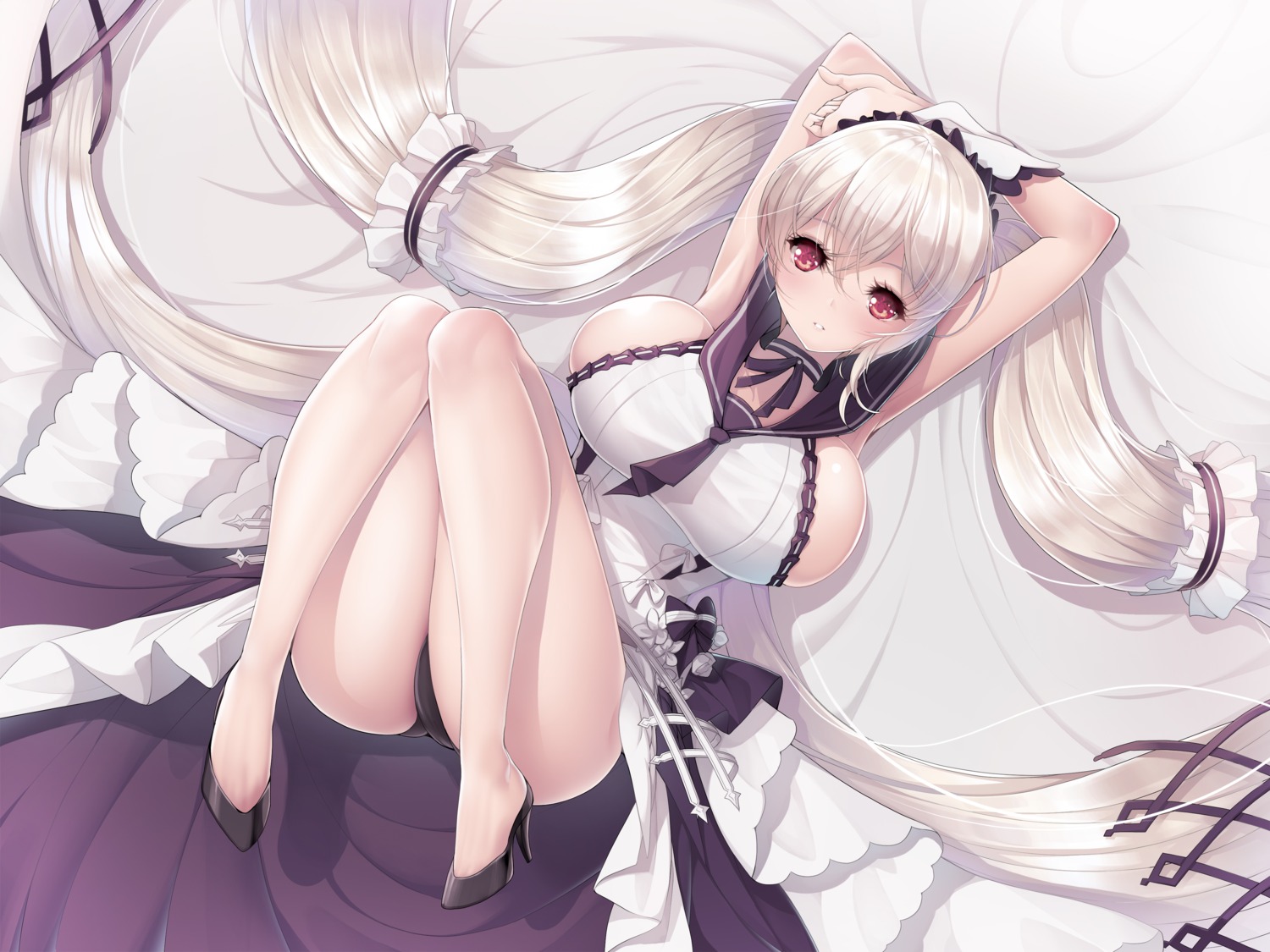 azur_lane formidable_(azur_lane) gothic_lolita heels koflif lolita_fashion no_bra pantsu skirt_lift