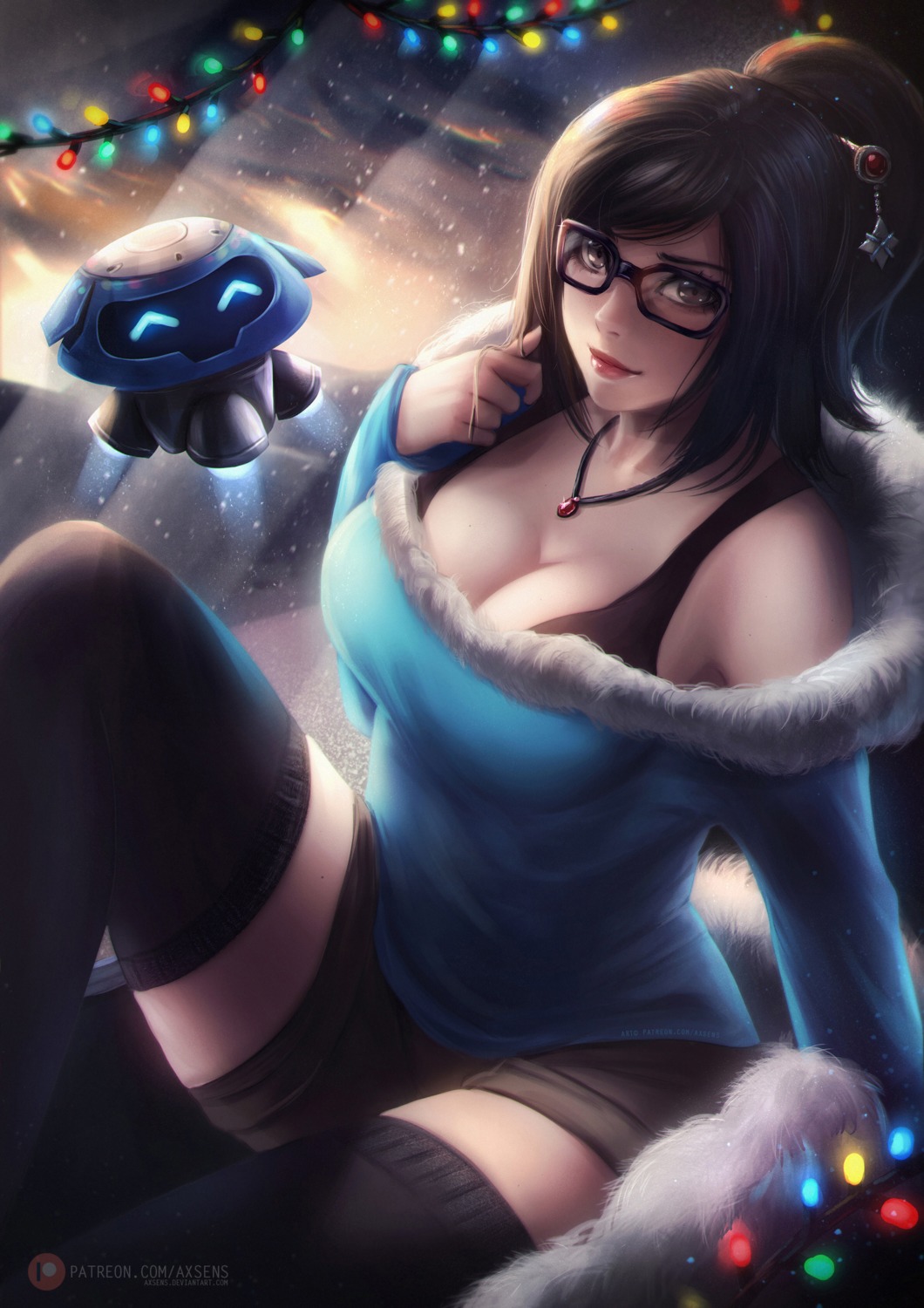 axsens cleavage megane mei_(overwatch) overwatch thighhighs