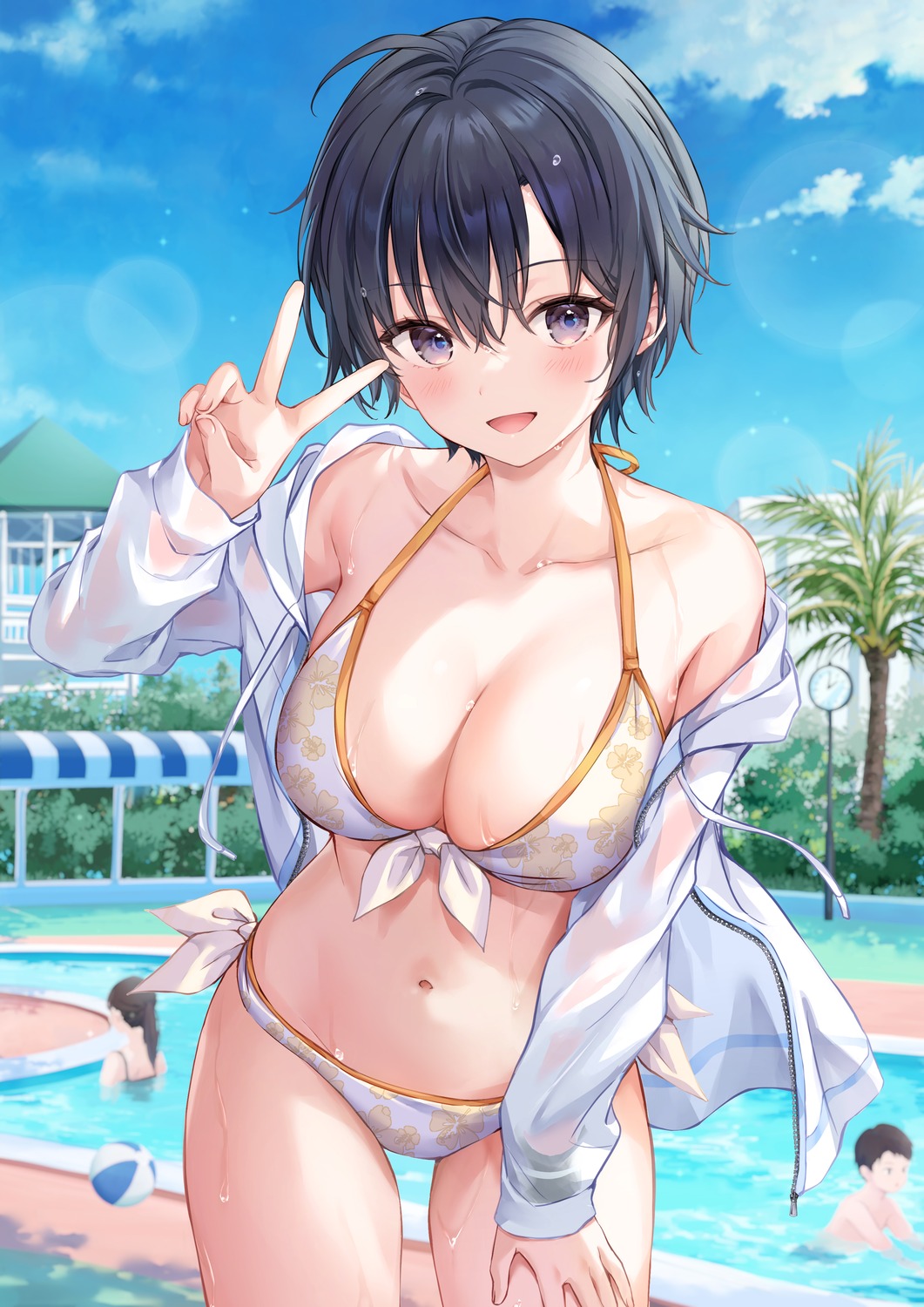 10-nen_buri_ni_saikai_shita_kusogaki_wa_seijun_bishoujo_jk_ni_seichoushita_ita bikini hige_neko open_shirt ryuusyaku_mahiru see_through swimsuits wet wet_clothes