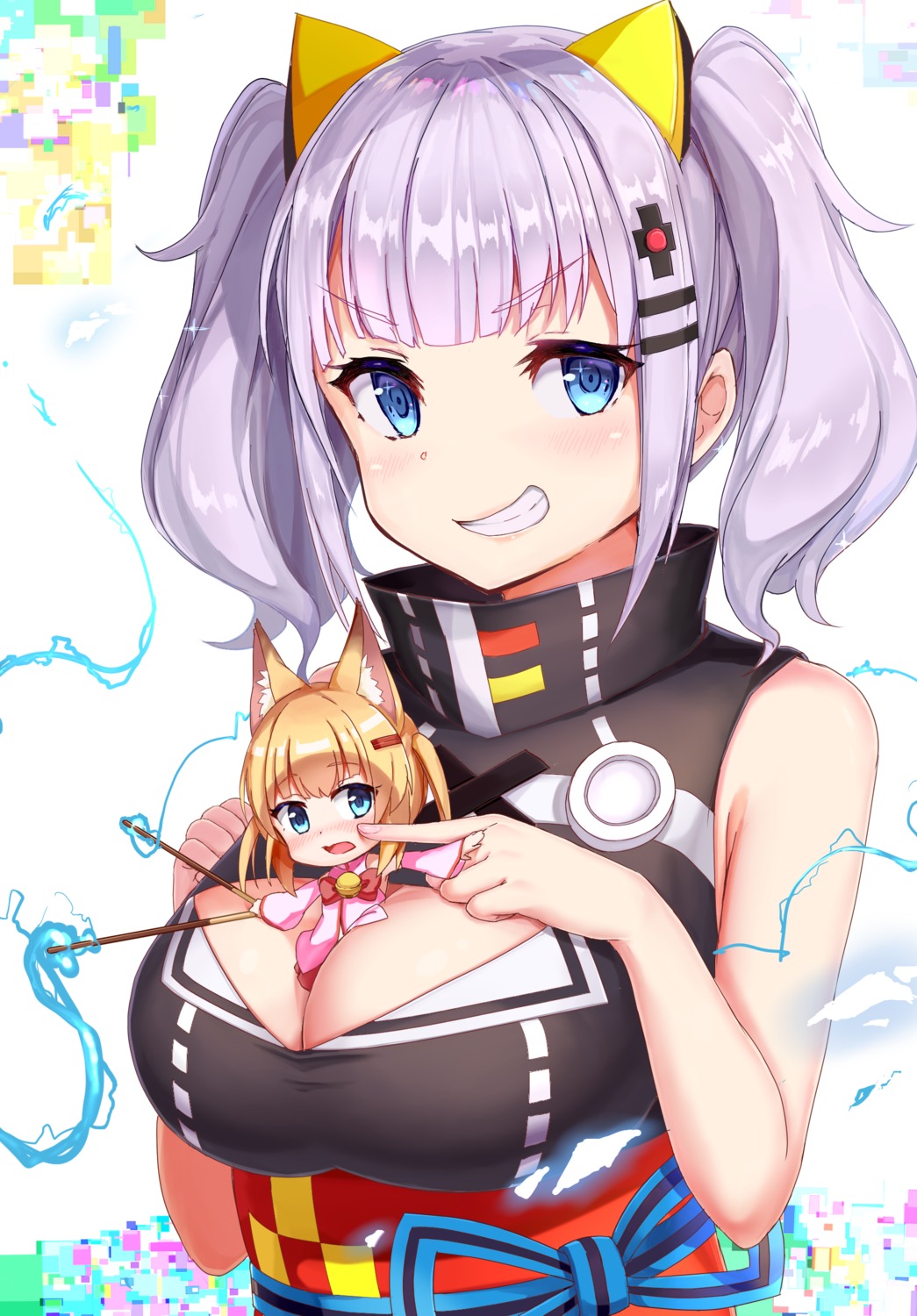 animal_ears chibi cleavage kaguya_luna kitsune maeshimashi the_moon_studio