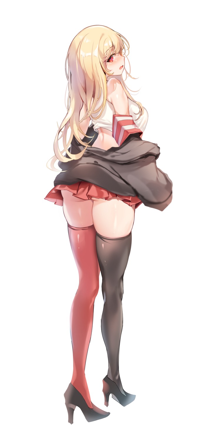 ass heels skirt_lift thighhighs zerocat