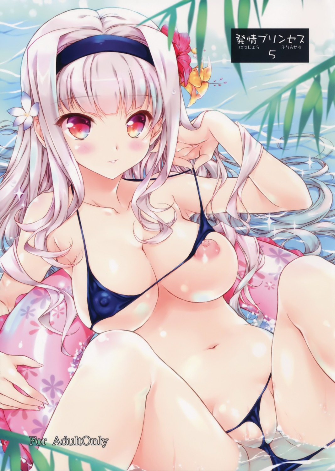 bikini breasts erect_nipples hotei_kazuha konoha nipples panty_pull shijou_takane swimsuits the_idolm@ster thong wet