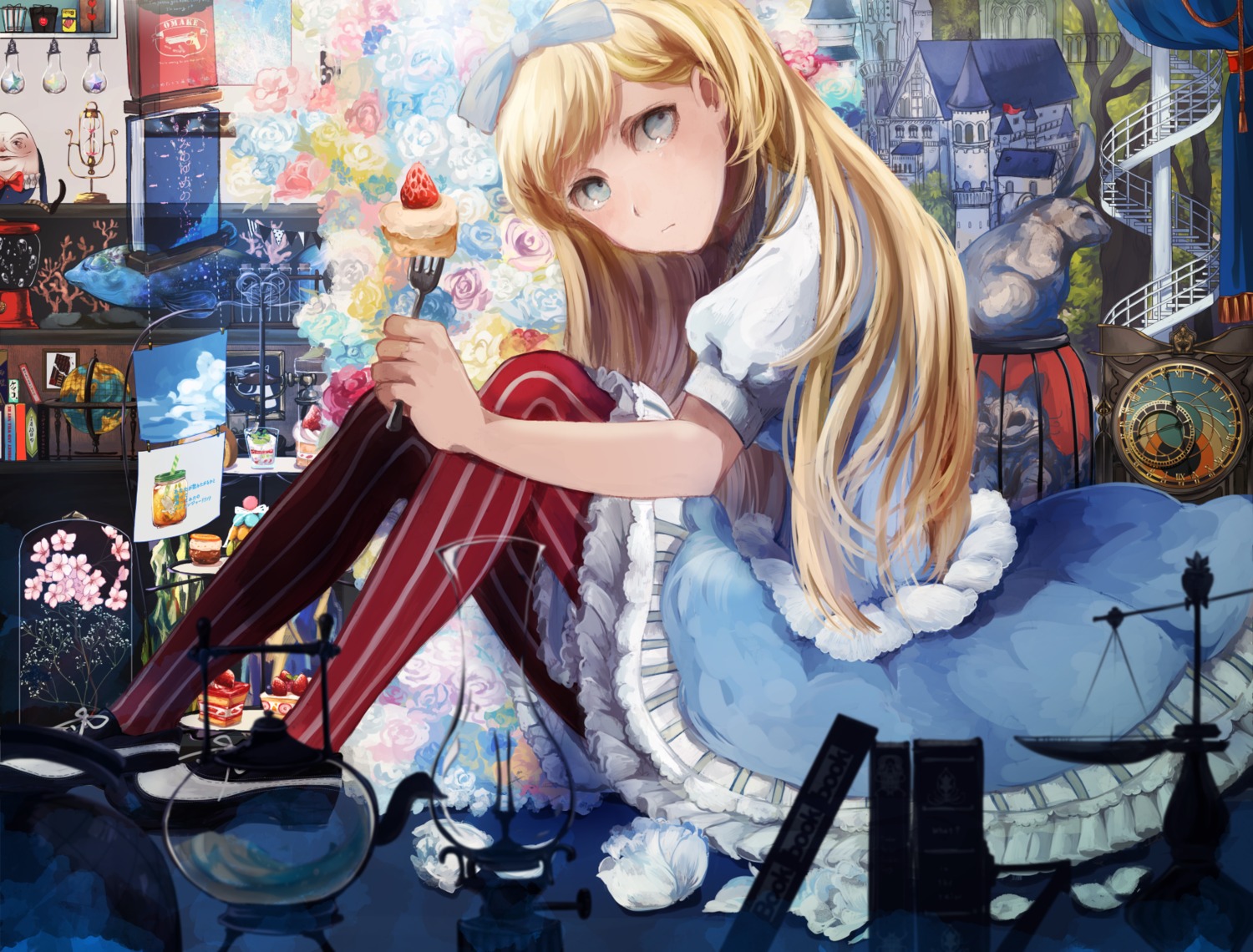 alice alice_in_wonderland dress phelps_(zhanjianshaonv) skirt_lift tomoyami