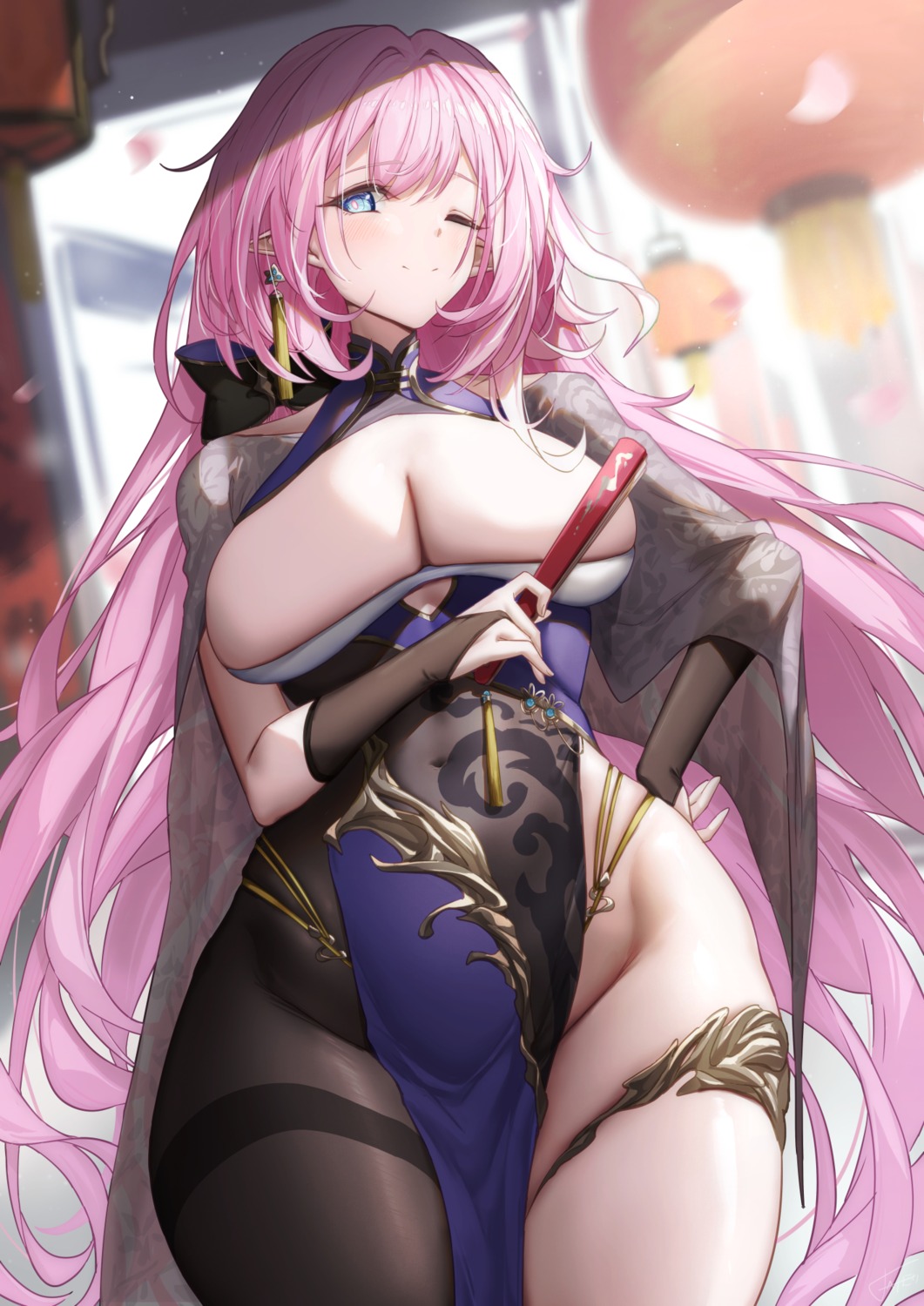 benghuai_xueyuan chinadress elysia_(honkai_impact) garter honkai_impact pantyhose pointy_ears xfate