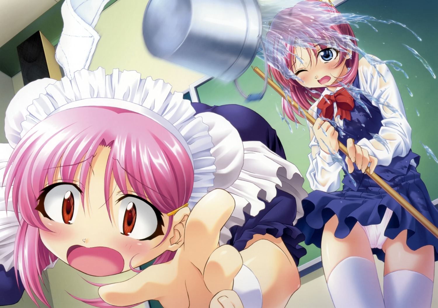 izumi_mahiru maid pantsu thighhighs wet