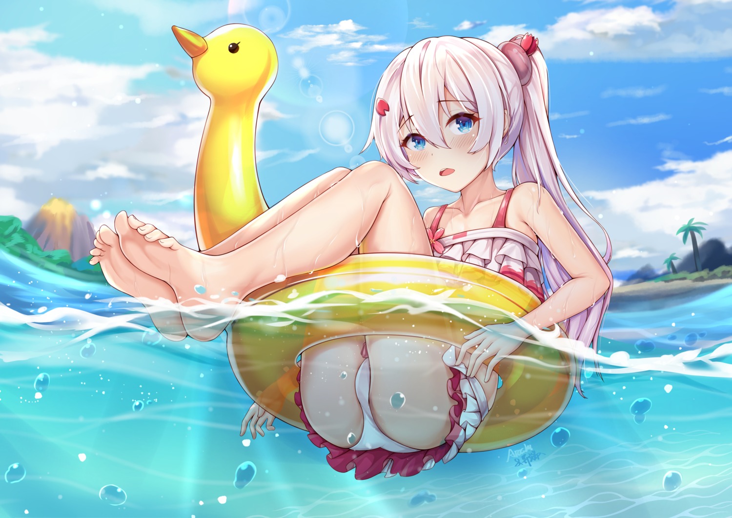 benghuai_xueyuan bikini feet honkai_impact skirt_lift swimsuits theresa_apocalypse wet yiduan_zhu