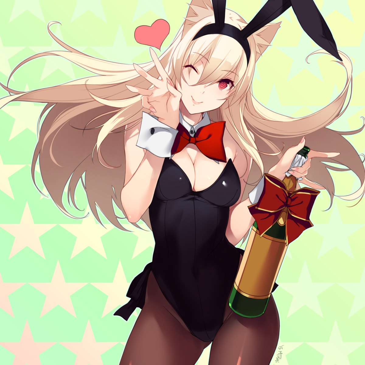 animal_ears bunny_ears bunny_girl cleavage kagetomo_midori pantyhose