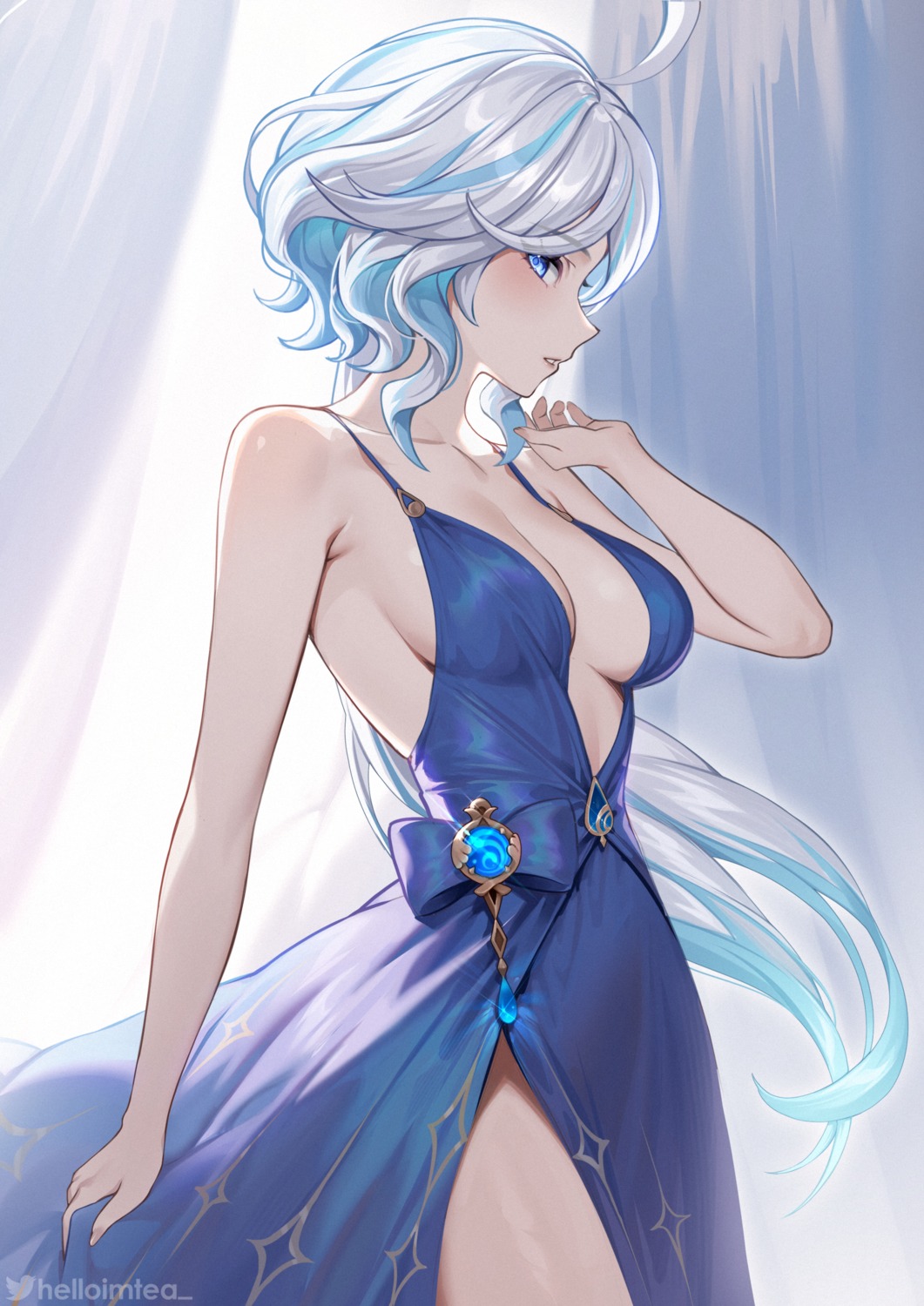 dress furina genshin_impact helloimtea no_bra