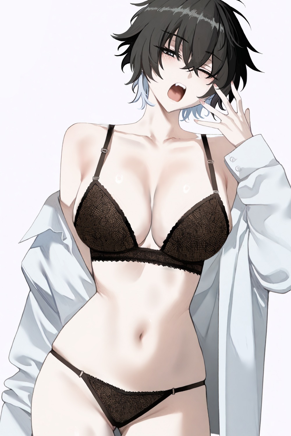 bra dress_shirt ei_(fnjx3455) open_shirt pantsu