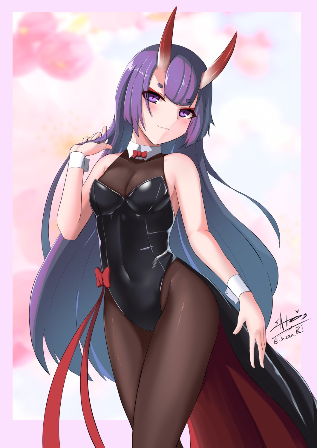 fate/grand_order horns ichikawayan leotard pantyhose shuten_douji_(fate/grand_order)