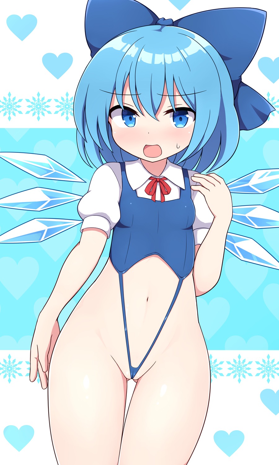 cameltoe cirno leotard loli no_bra rizento touhou wings