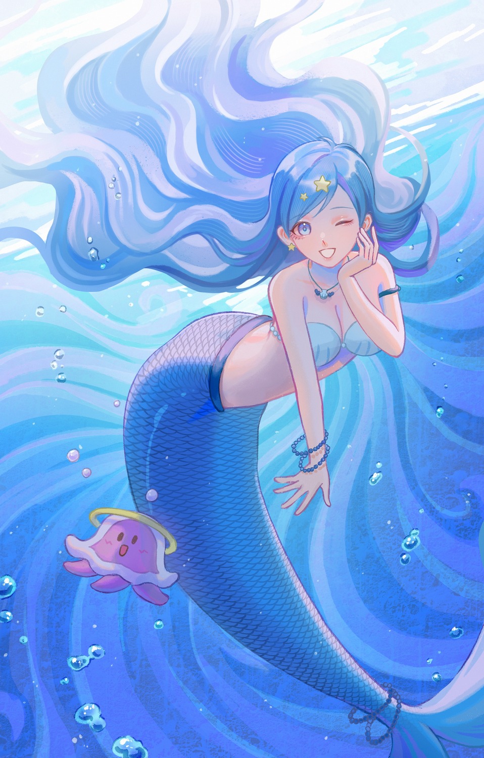 bikini_top houshou_hanon liliantsai0417 mermaid mermaid_melody_pichi_pichi_pitch monster_girl swimsuits tail wet