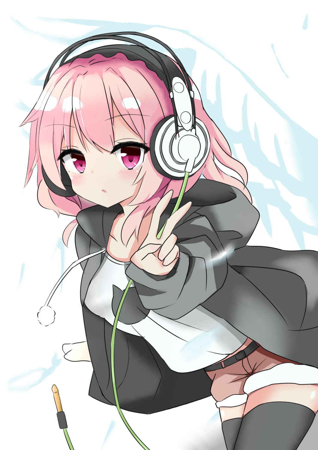 headphones hiragana_ababa thighhighs