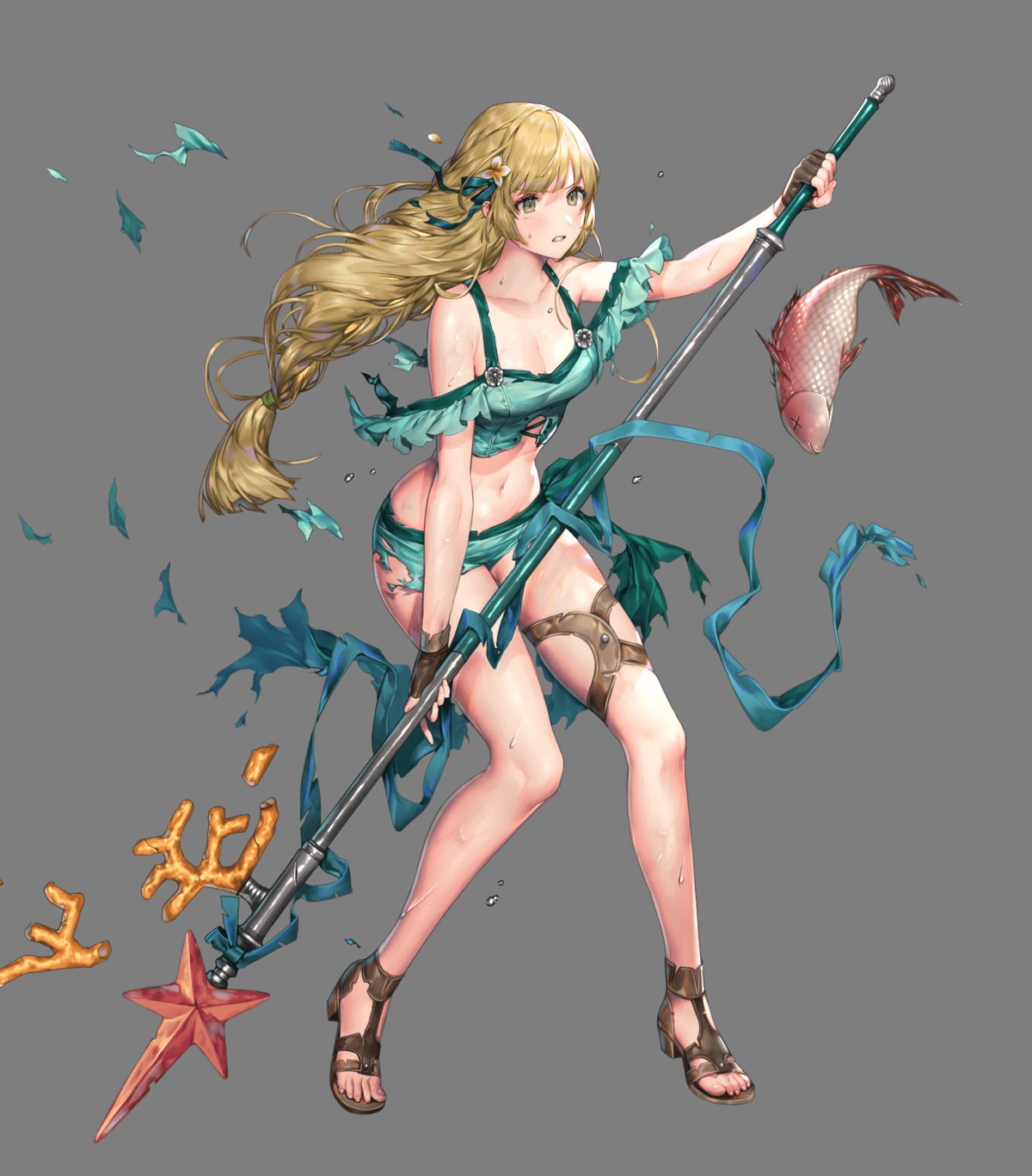 fire_emblem fire_emblem_heroes fire_emblem_three_houses garter heels ingrid_(fire_emblem) nintendo senchat swimsuits torn_clothes weapon