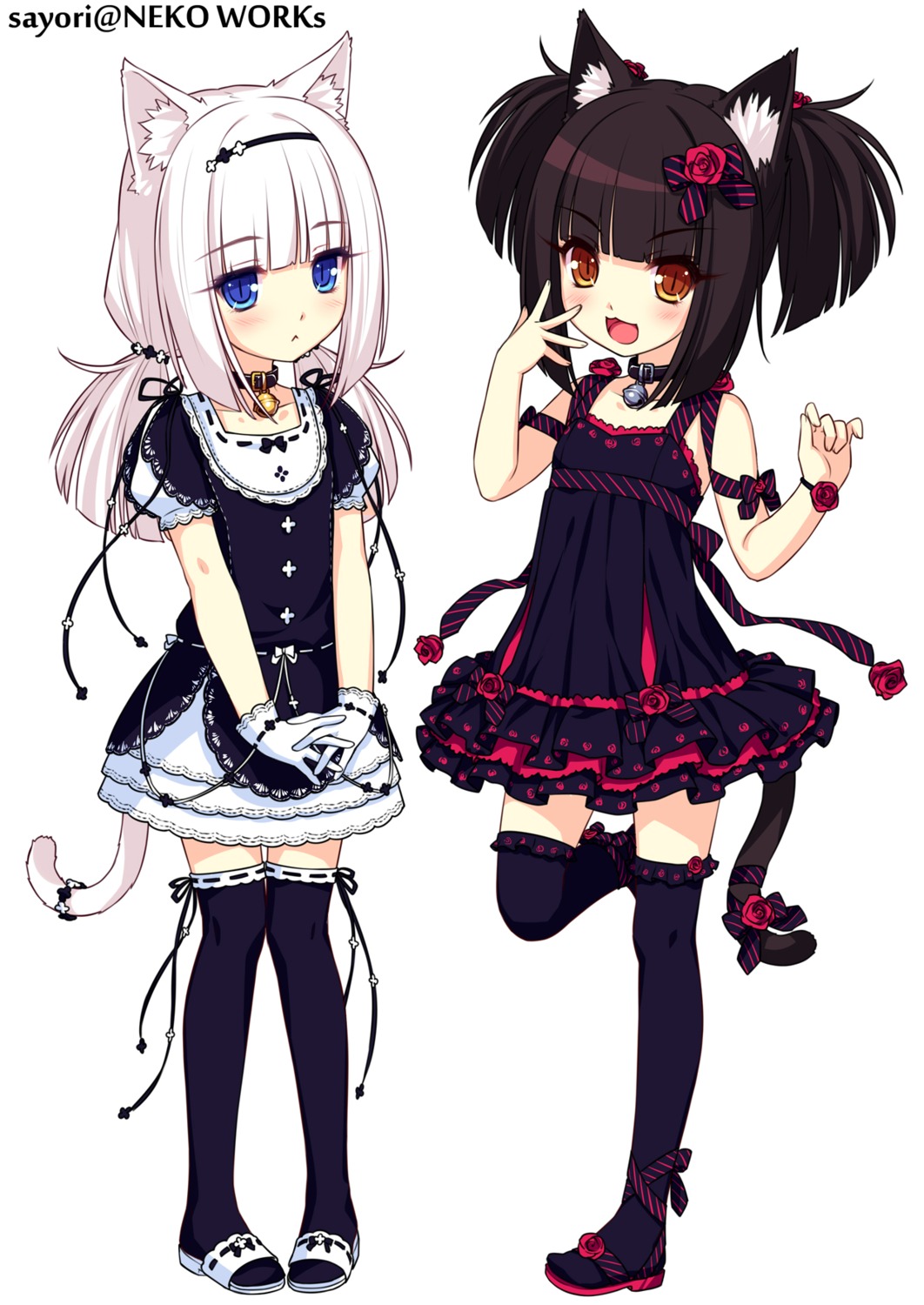 animal_ears chocola gothic_lolita lolita_fashion nekomimi nekopara sayori tail thighhighs vanilla