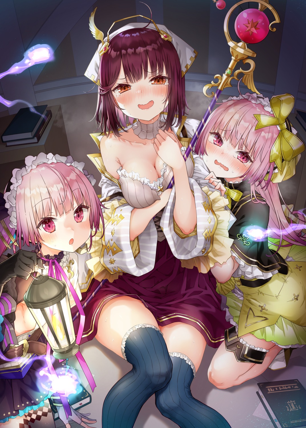 alt atelier atelier_lydie_&_suelle breast_hold cleavage garter lydie_marlen no_bra sophie_neuenmuller suelle_marlen thighhighs weapon