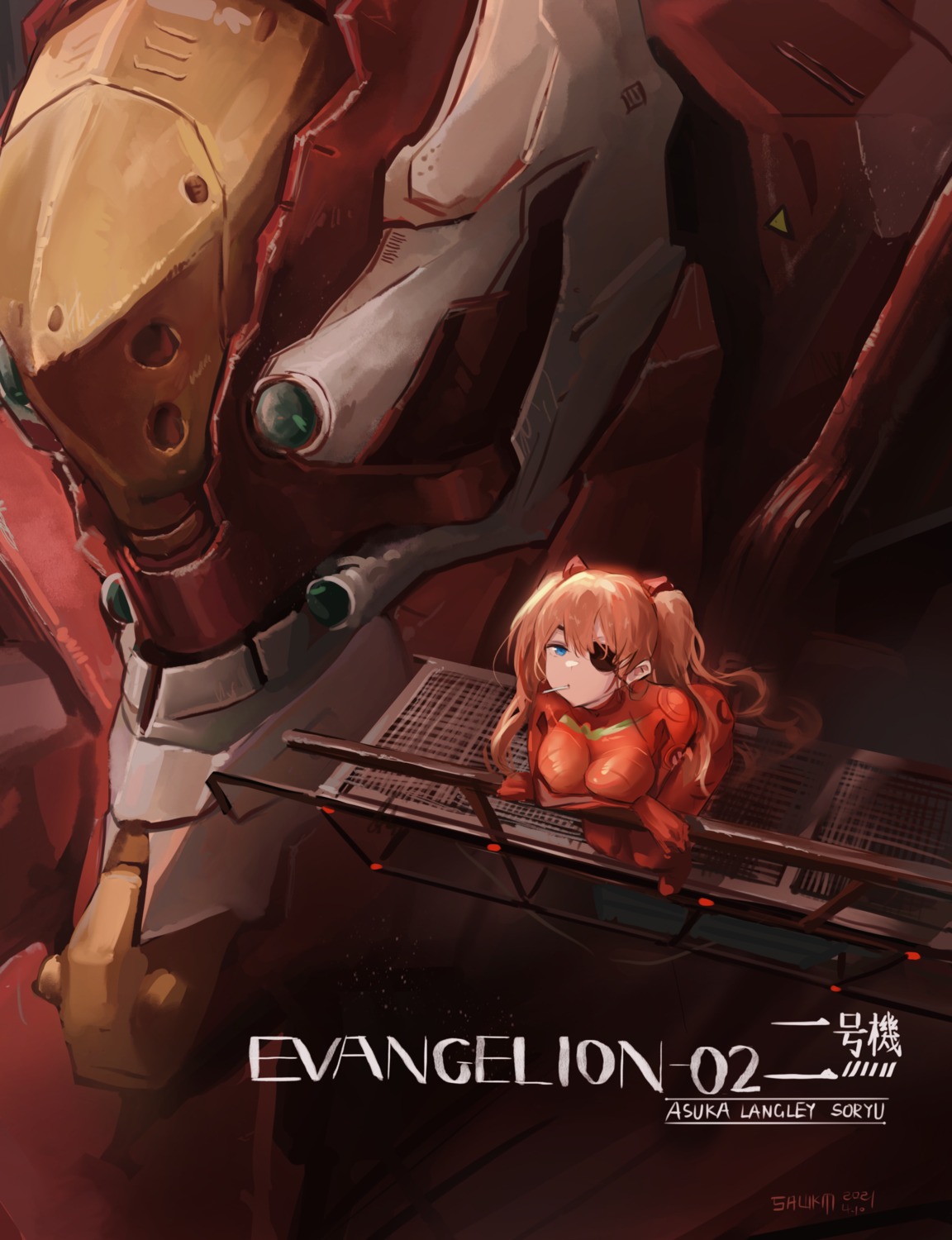 bodysuit eva_02 eyepatch mecha neon_genesis_evangelion sawkm souryuu_asuka_langley