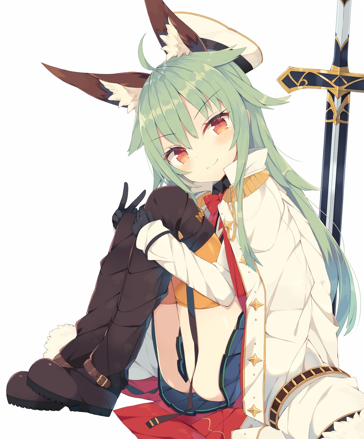 animal_ears nibiiro_shizuka sword thighhighs uniform