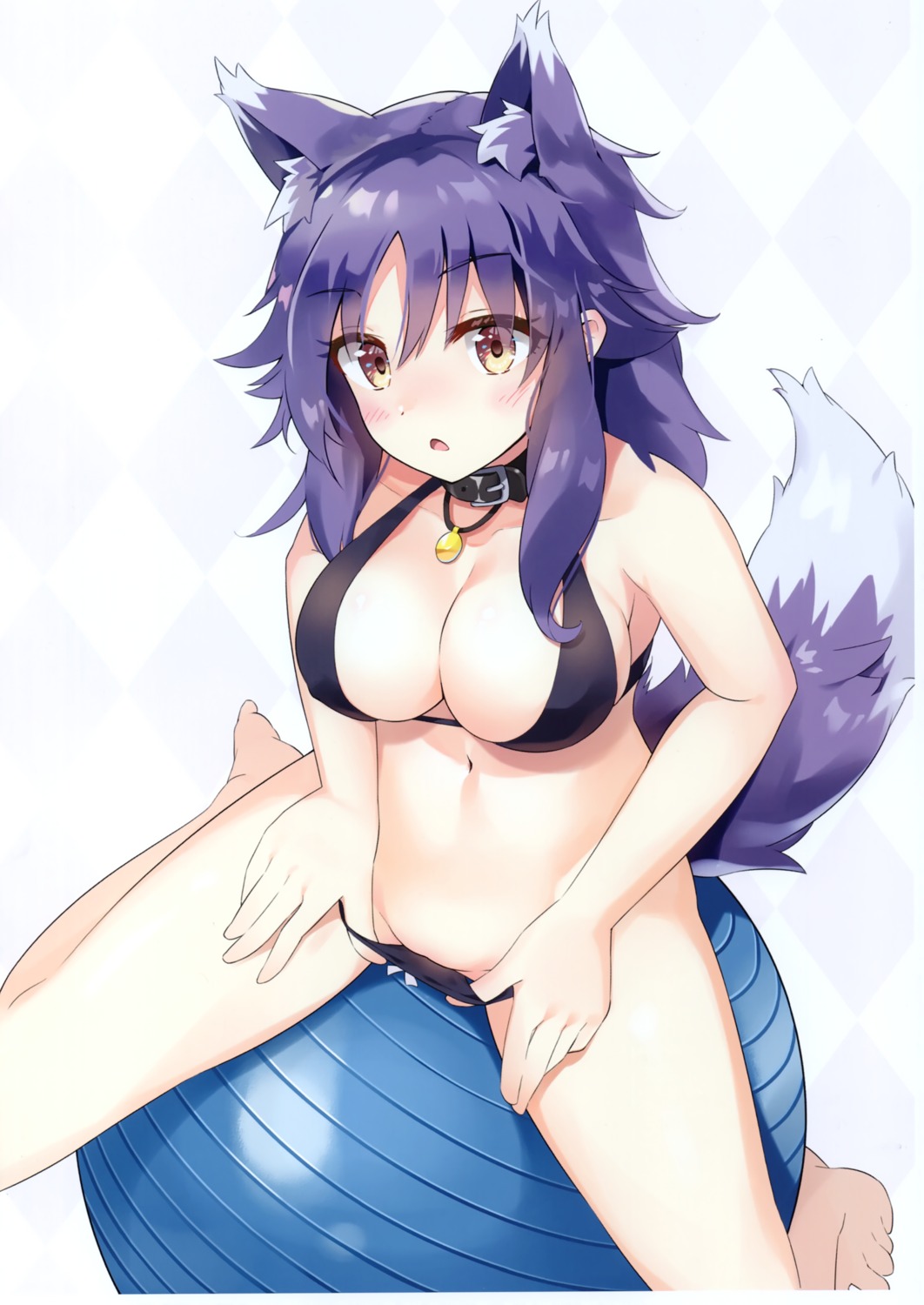 aki_makoto animal_ears bikini kutata panty_pull princess_connect princess_connect!_re:dive swimsuits tail wata★punch