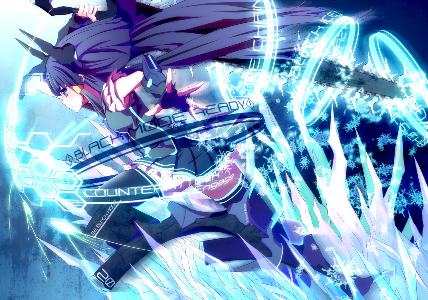 aoki_reika black_rock_shooter cosplay crossover meron_to_maria pretty_cure smile_precure! sword thighhighs vocaloid