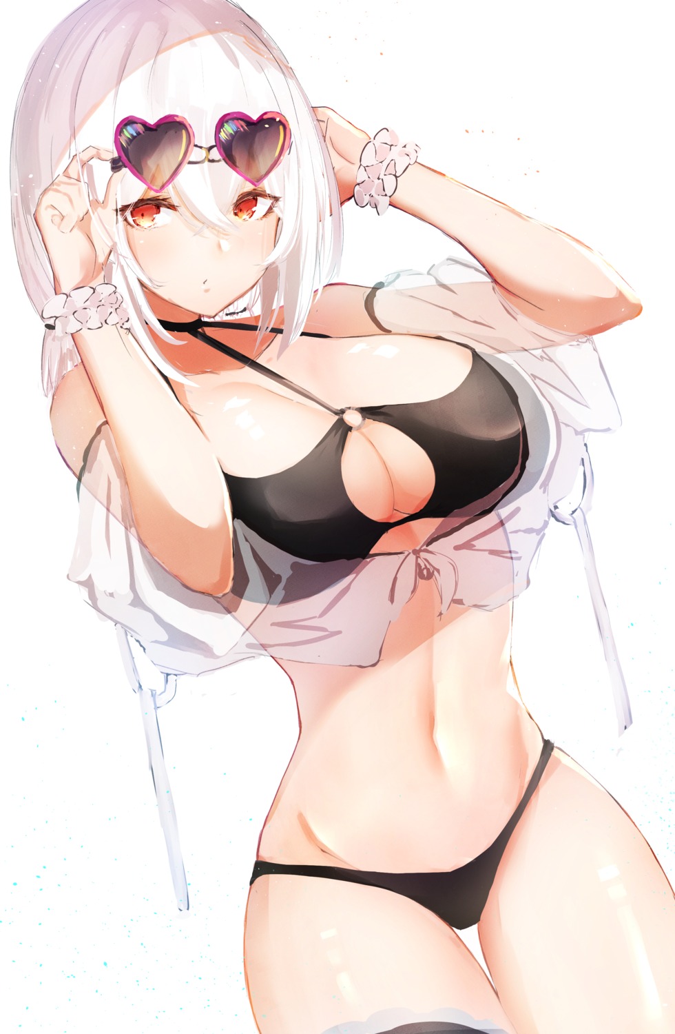 azur_lane bikini megane open_shirt pnatsu see_through sirius_(azur_lane) swimsuits