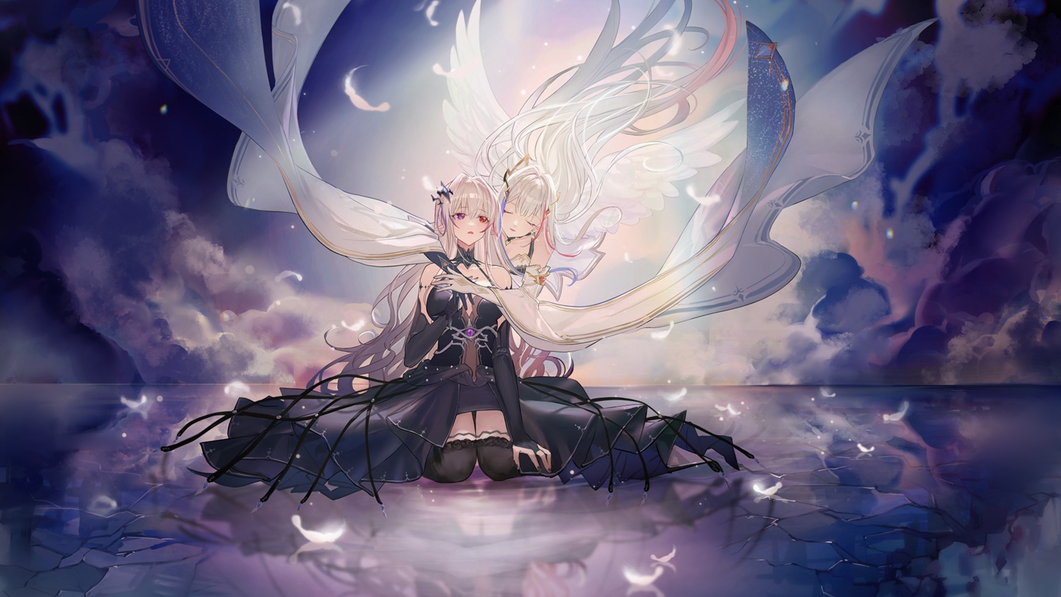 dress thighhighs wallpaper wings yuri zuo600