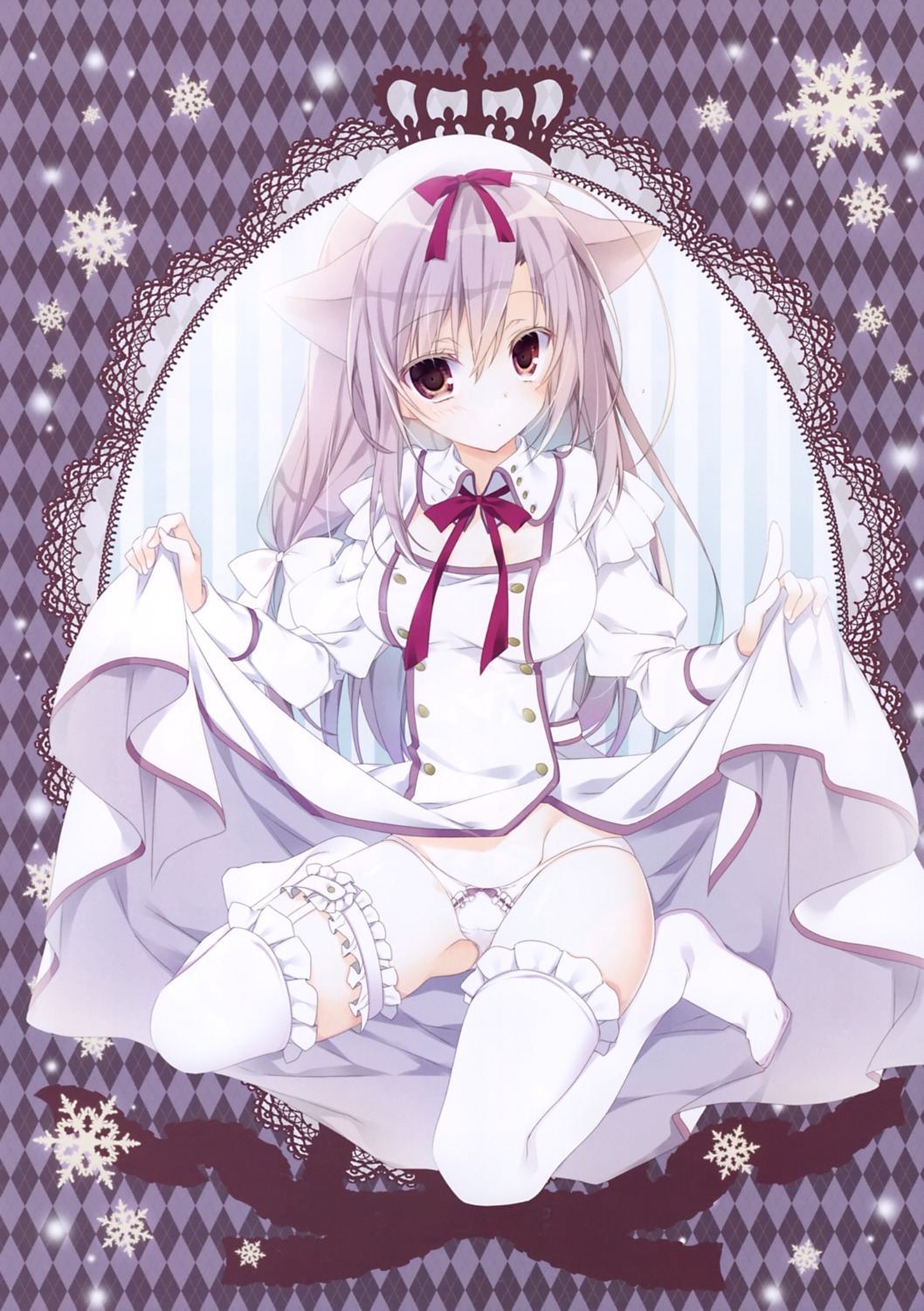 animal_ears dress garter inugami_kira necotoxin pantsu skirt_lift thighhighs