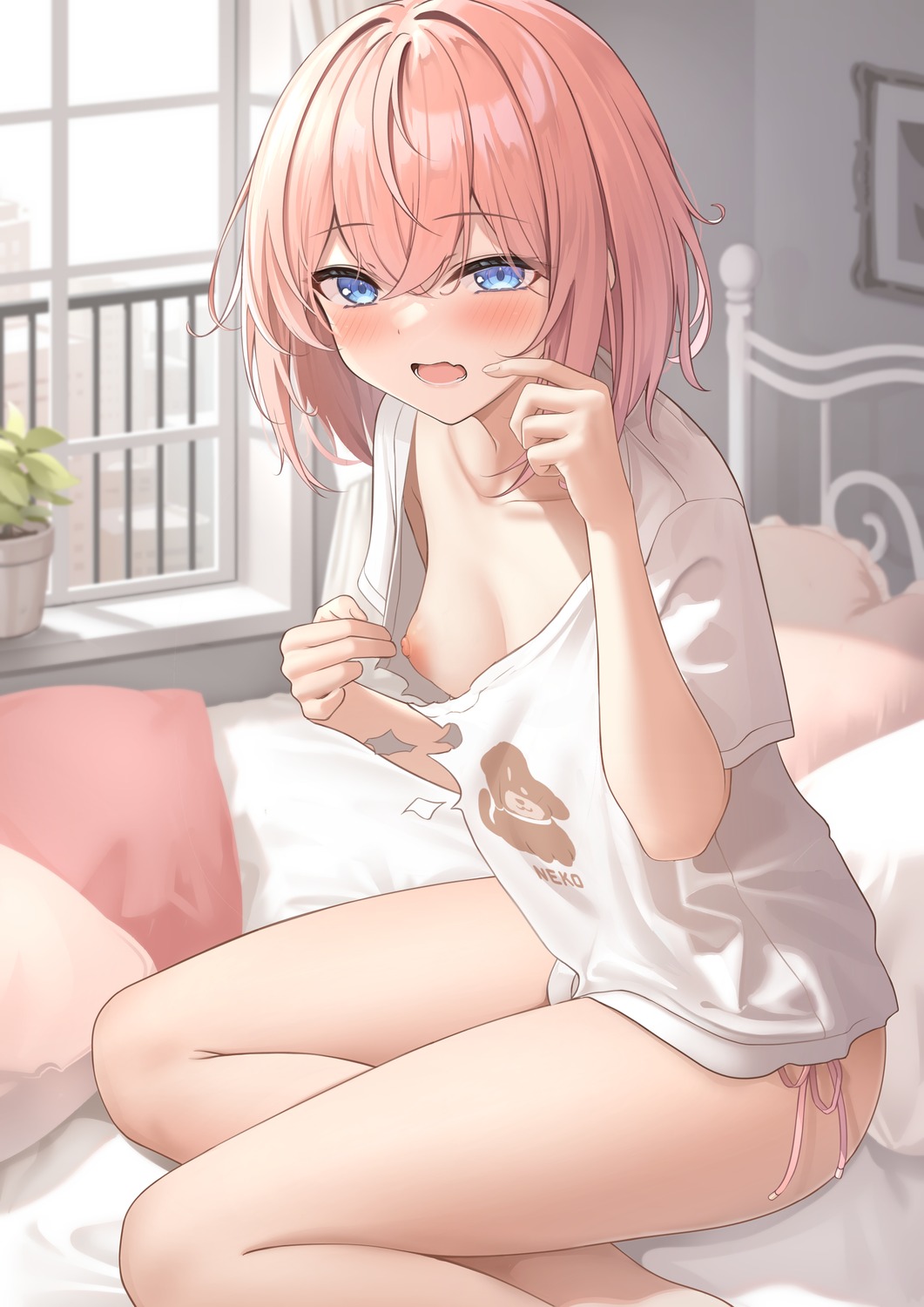 breasts monaka_curl nipples no_bra pantsu string_panties torn_clothes