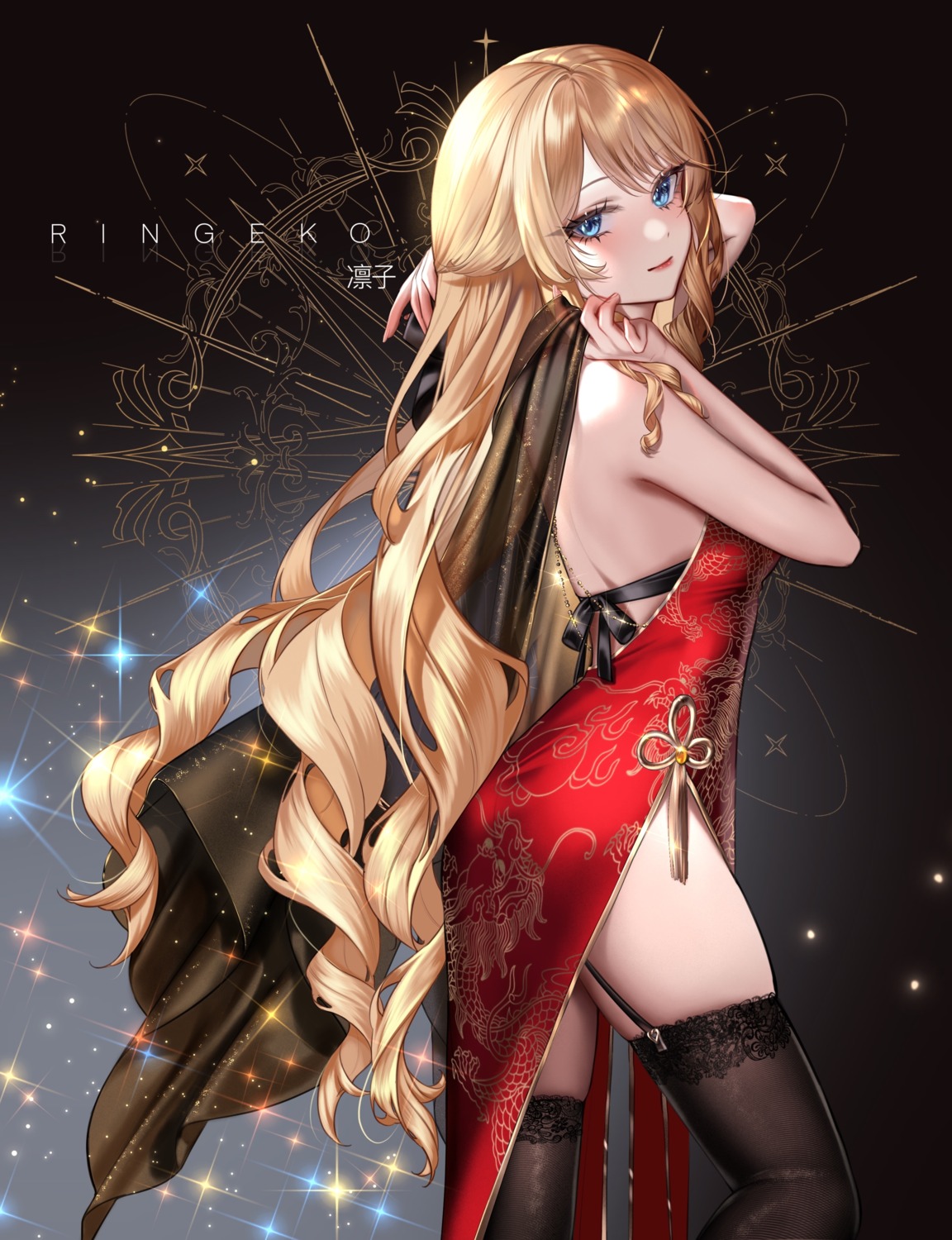 asian_clothes genshin_impact navia ringeko-chan stockings thighhighs