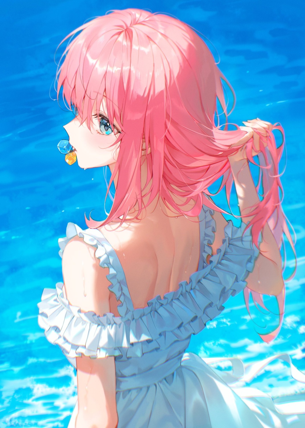 bocchi_the_rock! dress gotou_hitori pong_(pong_o0) summer_dress wet