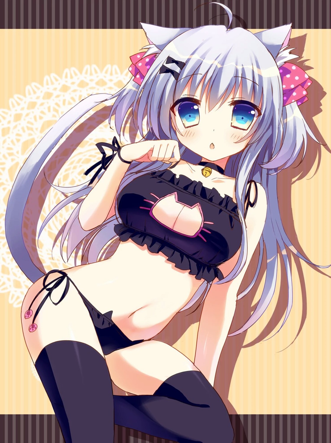 animal_ears cleavage lingerie nekomimi pantsu string_panties tagme tail thighhighs