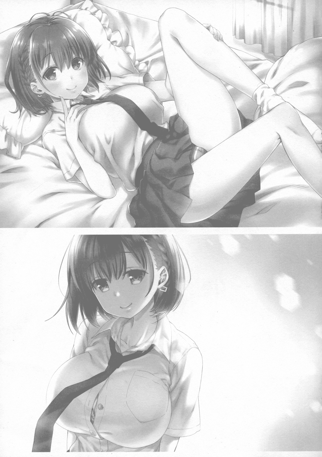 ai-chan_(getsuyoubi_no_tawawa) bra cameltoe cleavage getsuyoubi_no_tawawa monochrome nanase_meruchi pantsu seifuku