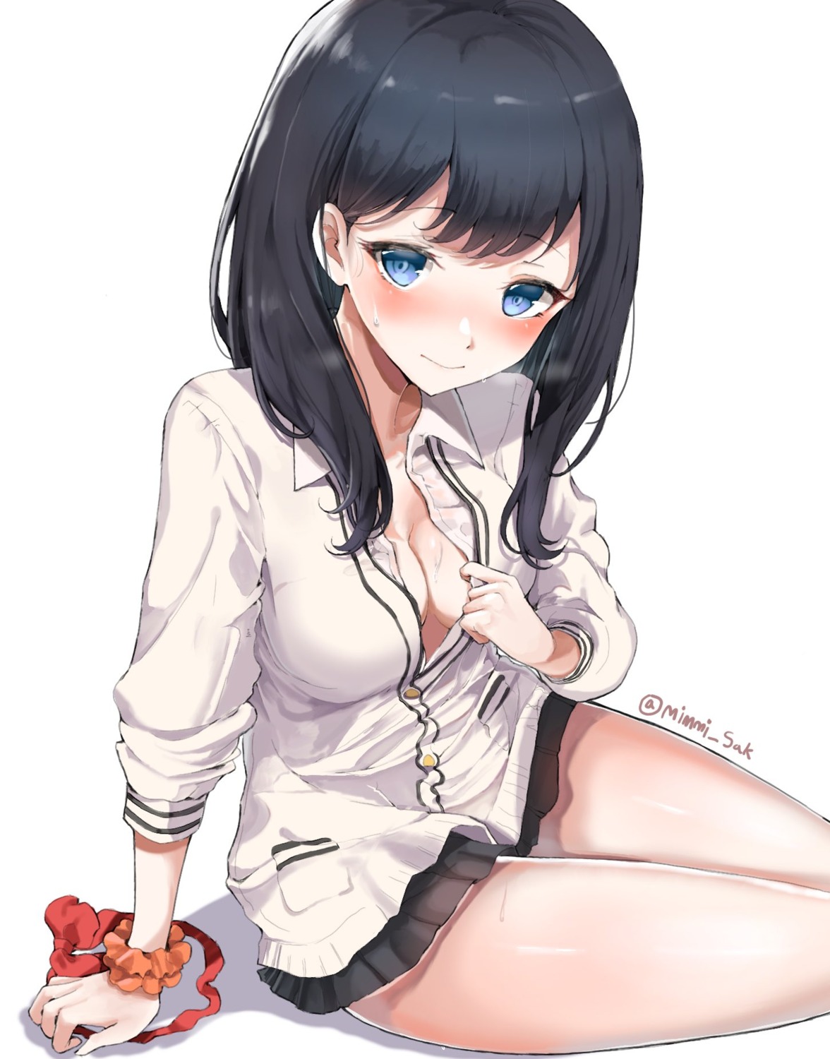 cleavage gridman_universe no_bra open_shirt sak seifuku ssss.gridman sweater takarada_rikka