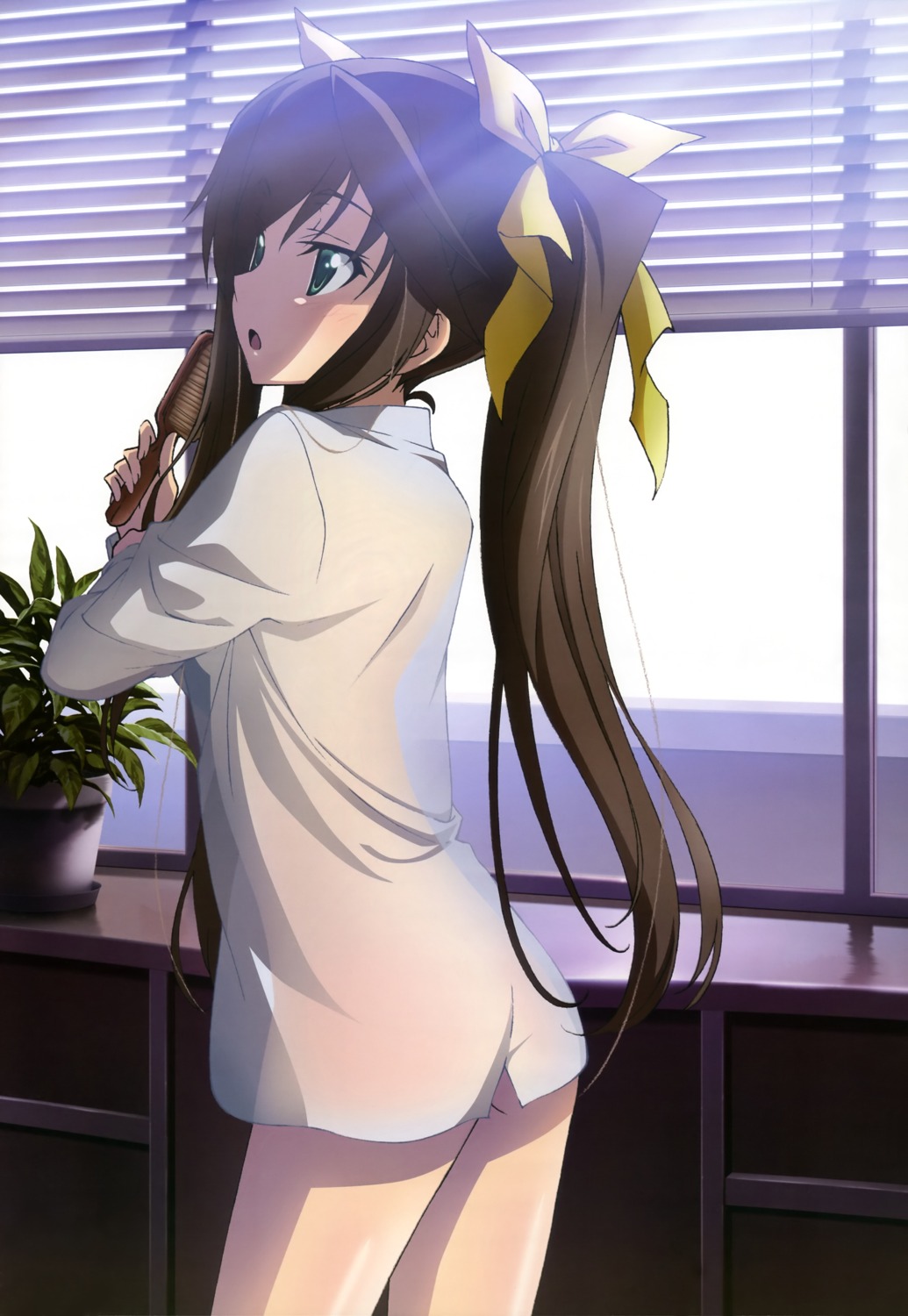 bottomless dress_shirt huang_lingyin infinite_stratos no_bra see_through