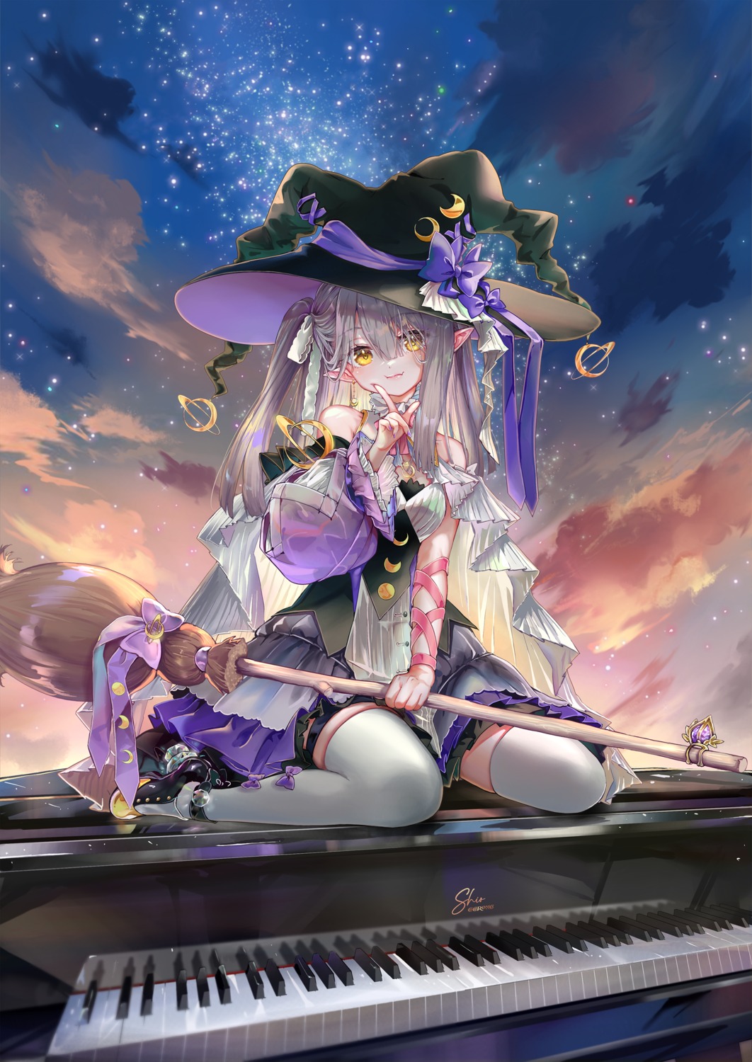 detexted garter heels photoshop pisuke pointy_ears thighhighs witch