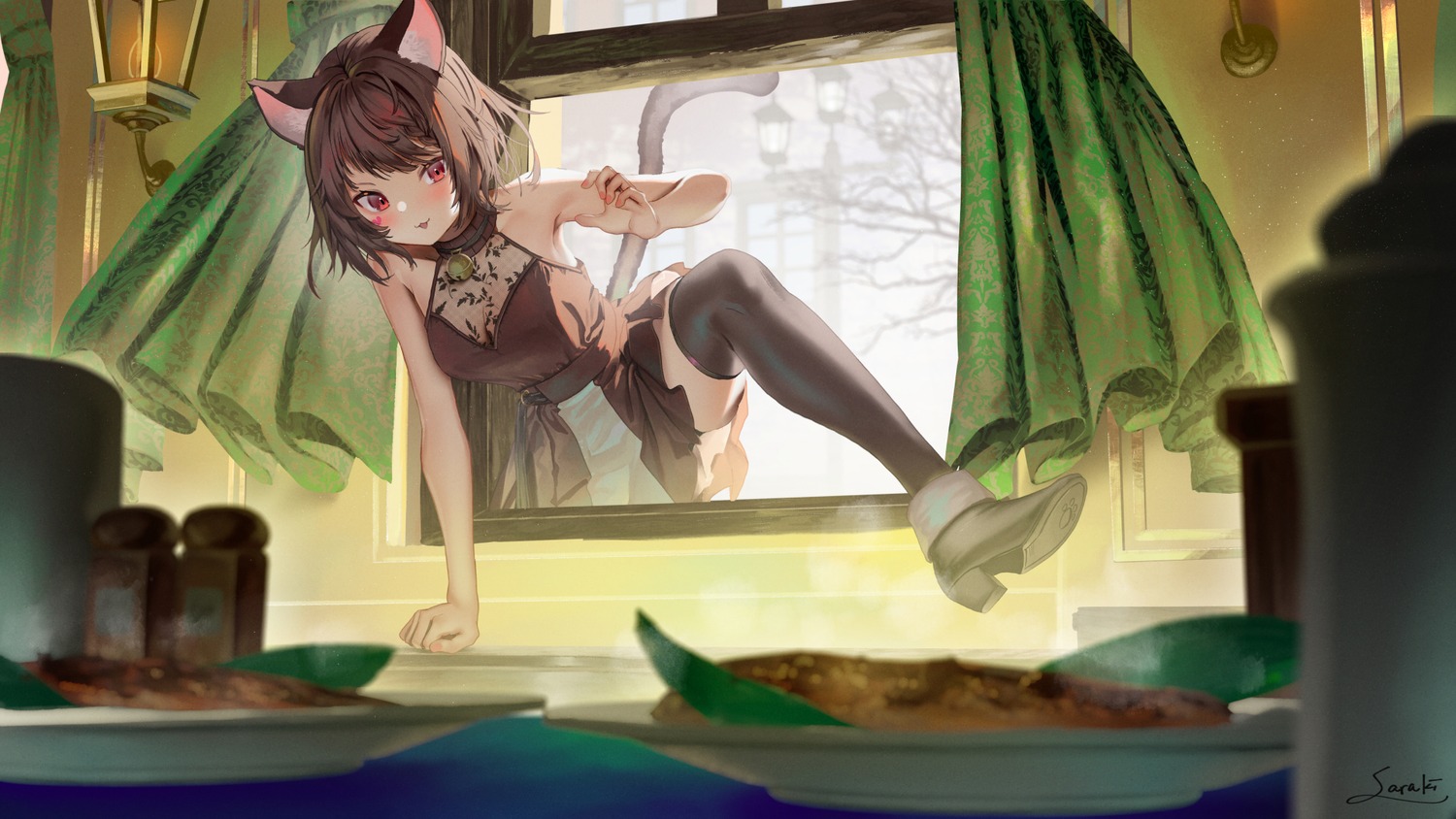 animal_ears heels nekomimi saraki tail thighhighs wallpaper