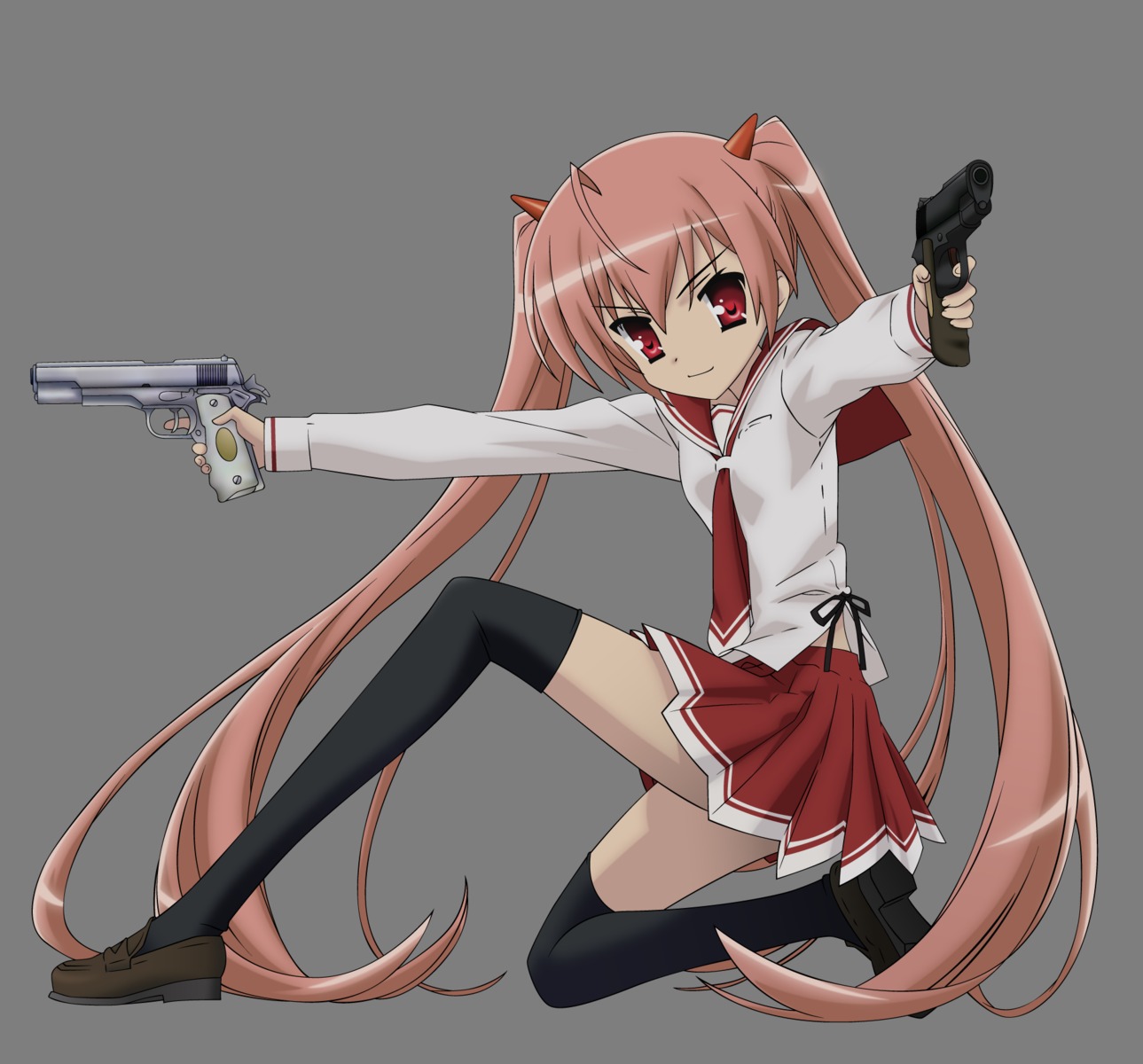 gun hidan_no_aria iwakura_kazunori kanzaki_h_aria thighhighs transparent_png vector_trace