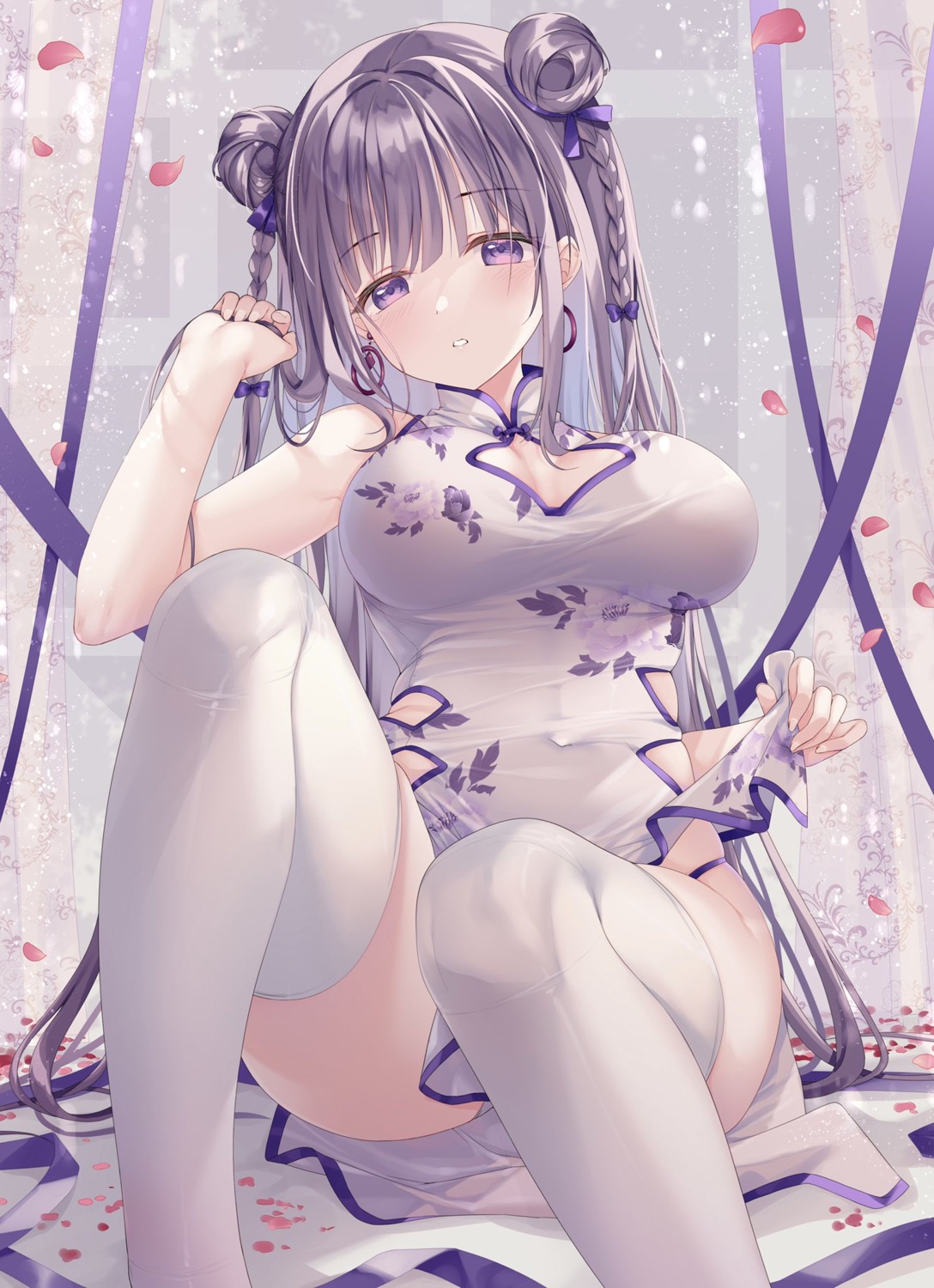 chinadress pantsu see_through skirt_lift thighhighs twinbox