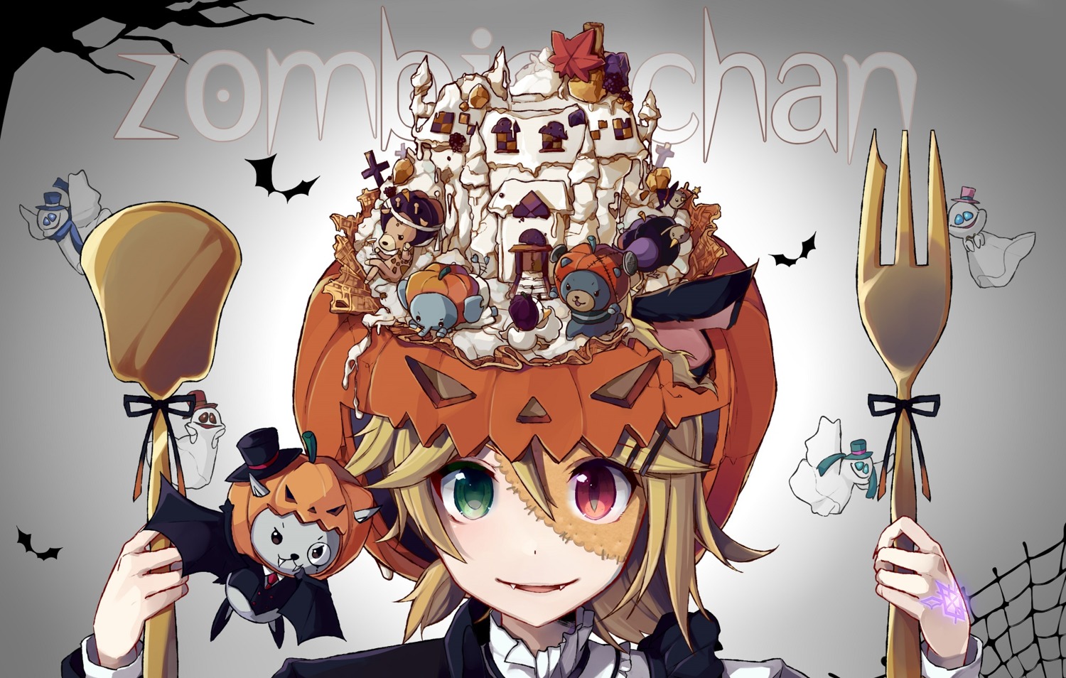 halloween heterochromia kagamine_rin nou tattoo vocaloid