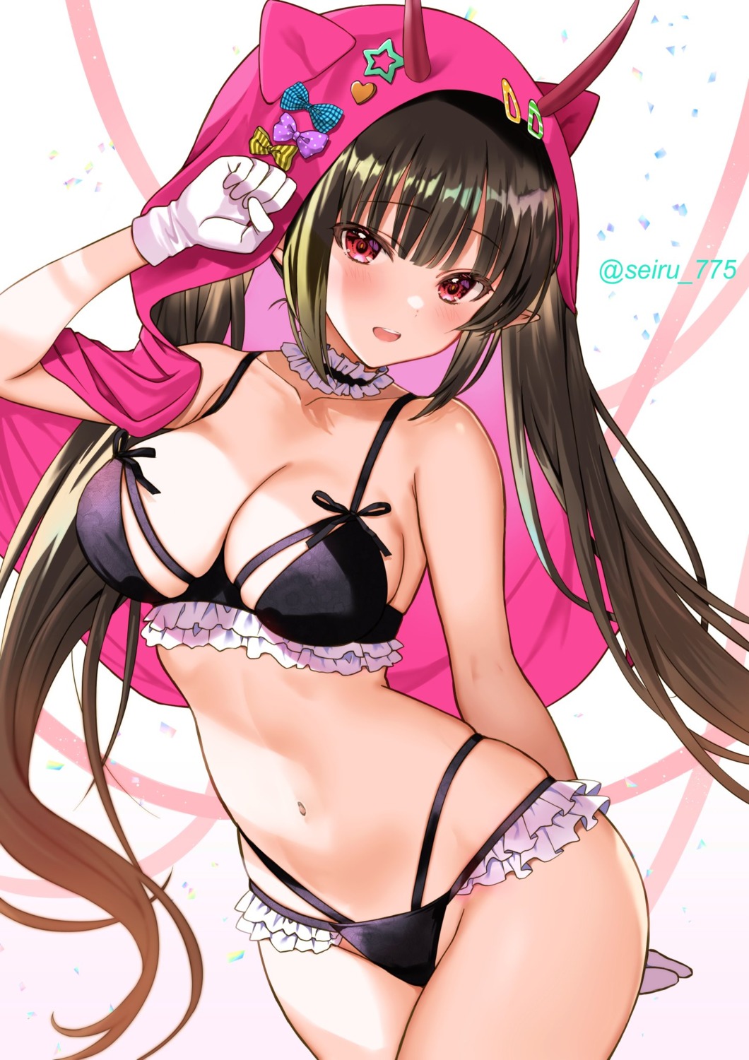 bikini cleavage hijiri_ruka horns swimsuits