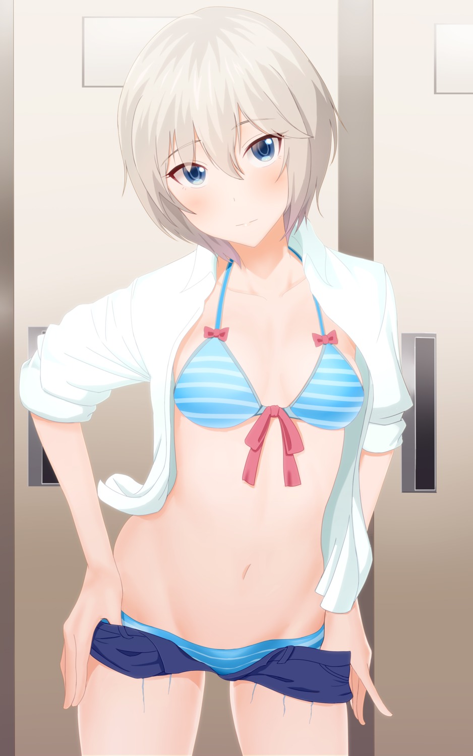 anastasia_(idolm@ster) bikini cleavage open_shirt swimsuits takahiro-kun the_idolm@ster the_idolm@ster_cinderella_girls undressing