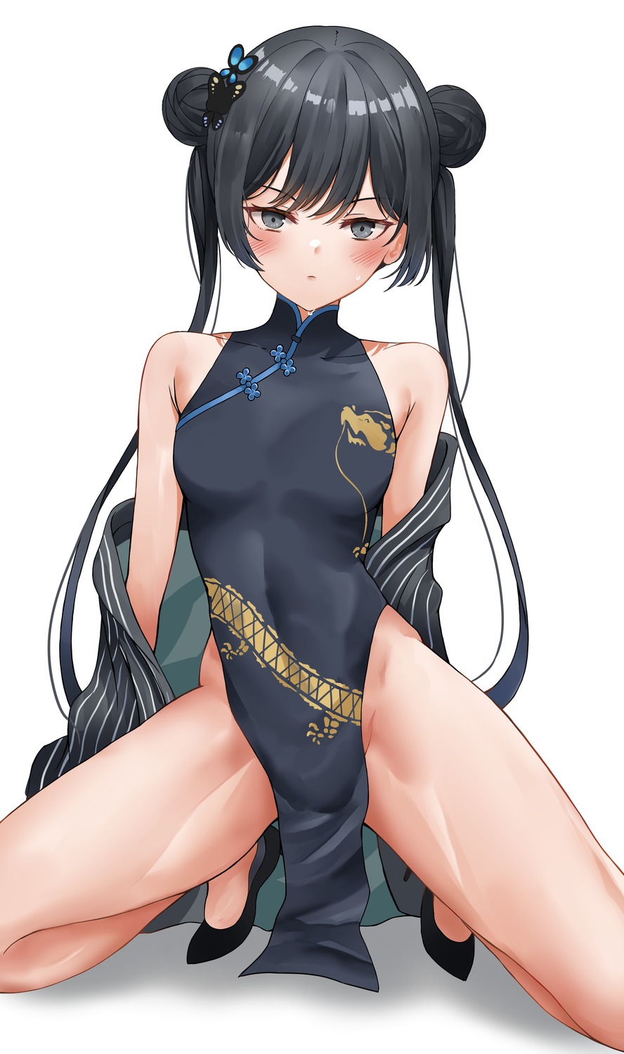 blue_archive chinadress halo lds_(dstwins97) loli no_bra nopan ryuuge_kisaki