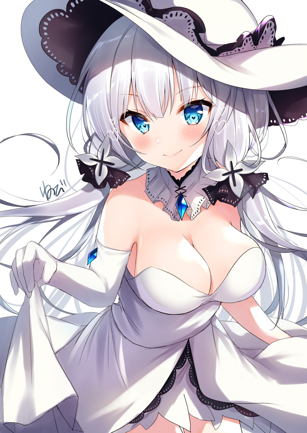 azur_lane cleavage dress illustrious_(azur_lane) skirt_lift